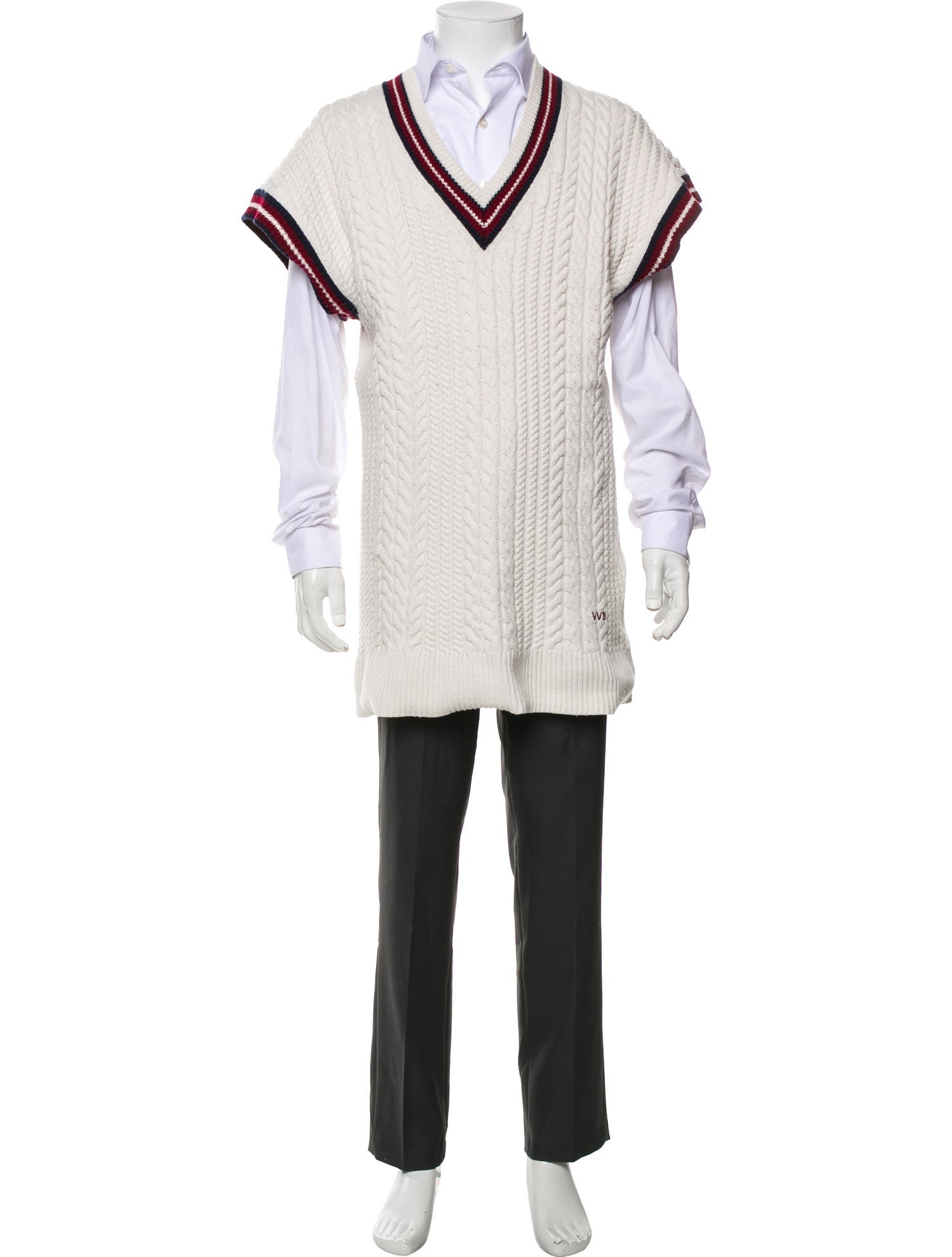 Victoria Beckham Striped V-Neck Pullover