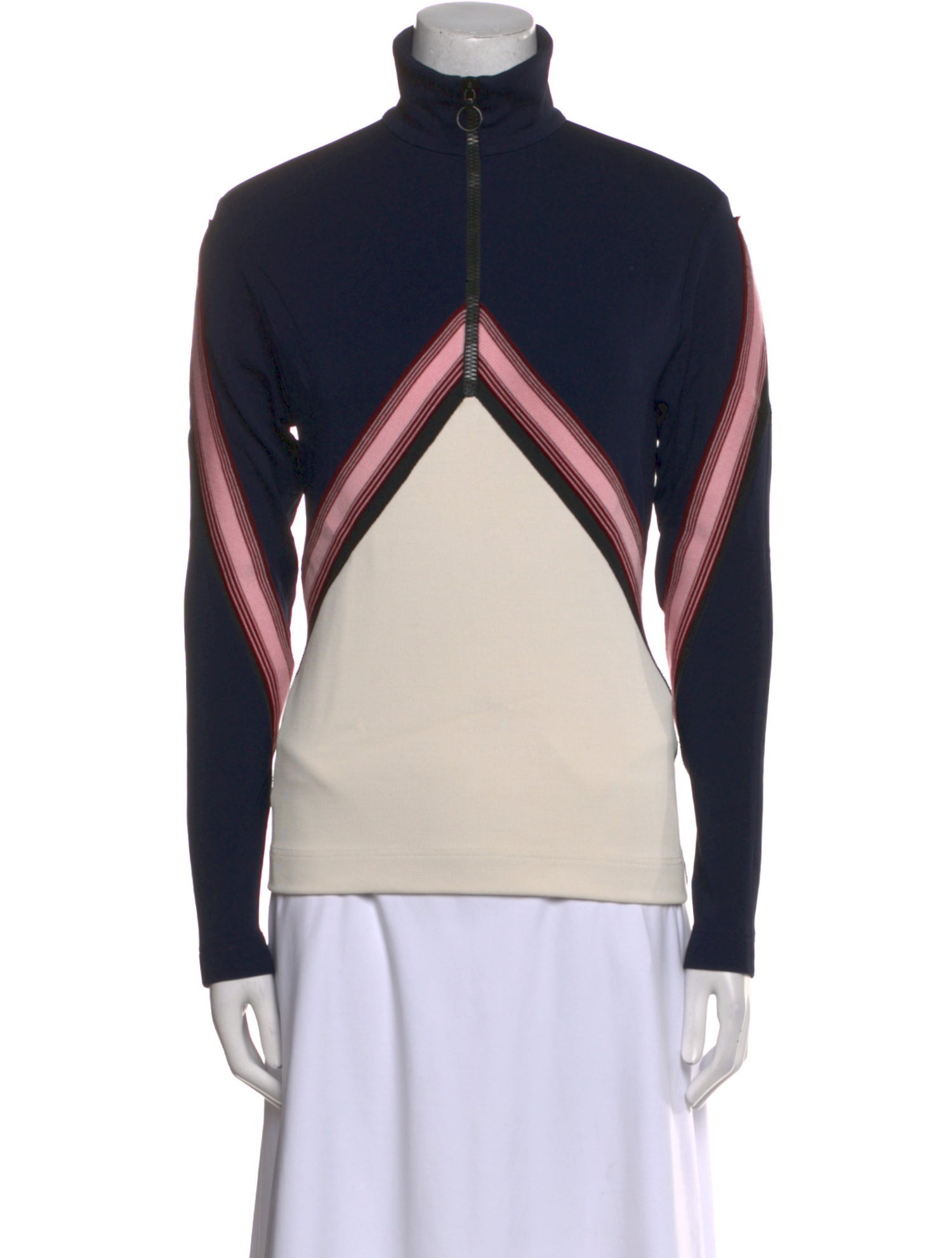 Victoria Beckham Colorblock Pattern Turtleneck Sweatshirt