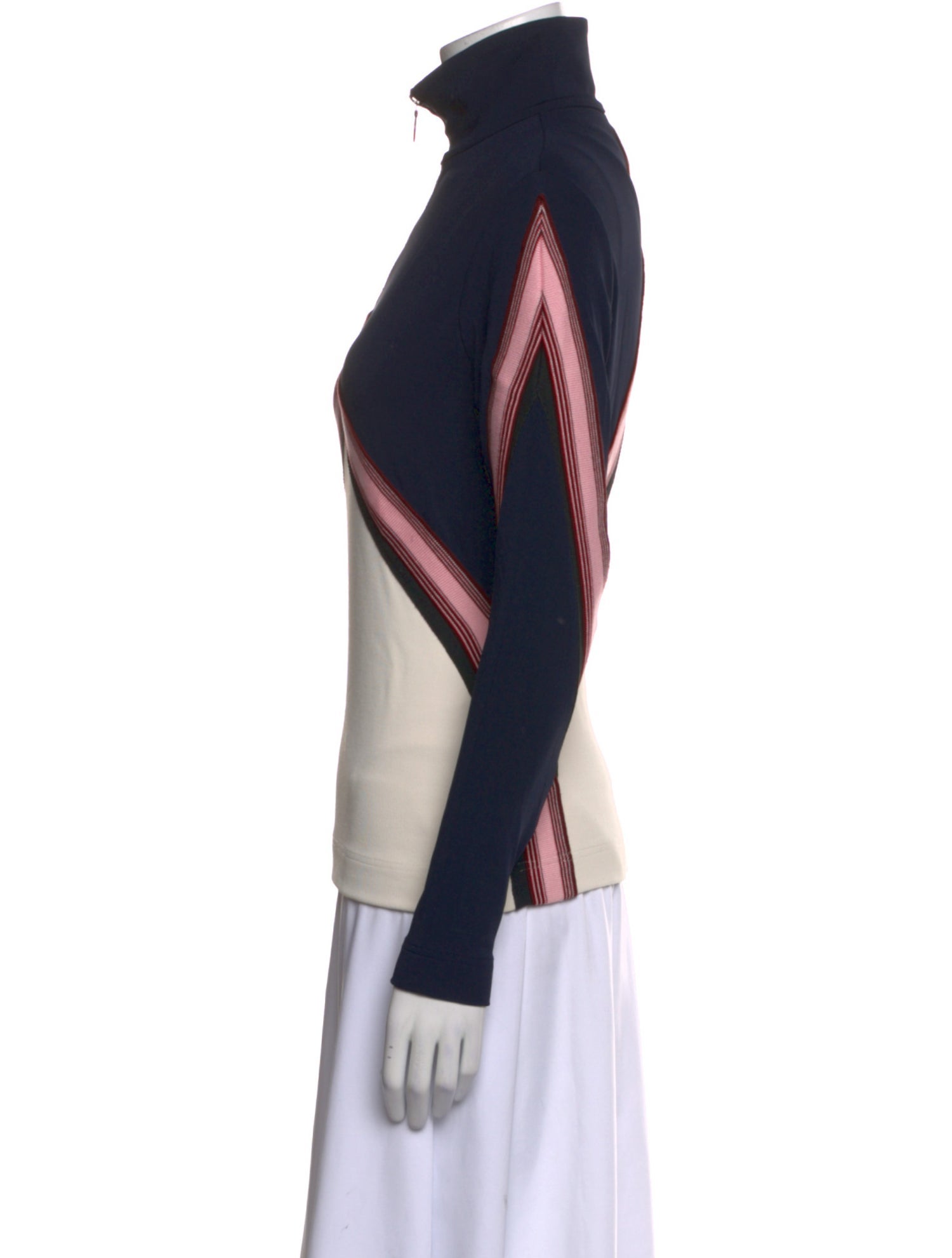 Victoria Beckham Colorblock Pattern Turtleneck Sweatshirt