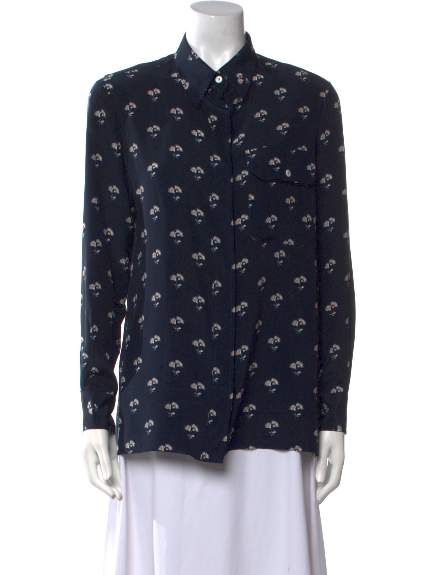 Victoria Beckham Printed Long Sleeve Button-Up Top
