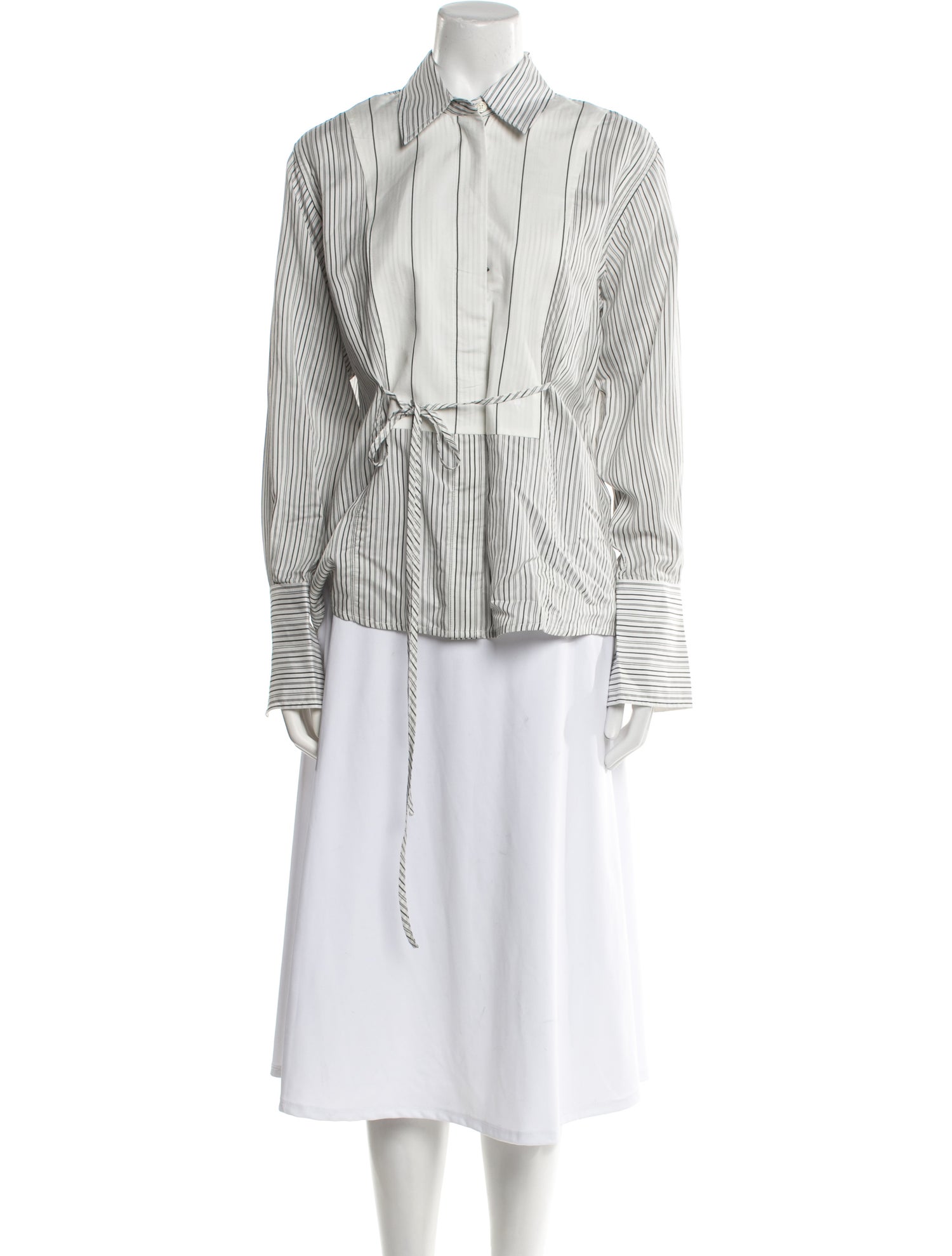 Victoria Beckham Striped Long Sleeve Button-Up Top w/ Tags