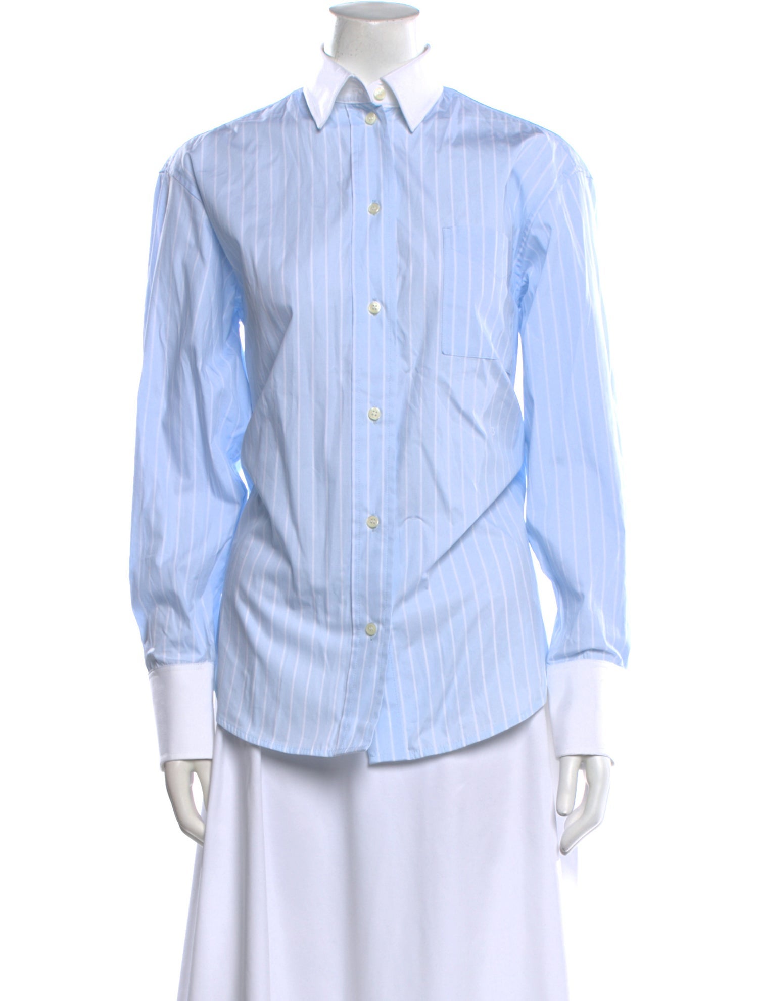 Victoria Beckham Striped Long Sleeve Button-Up Top w/ Tags