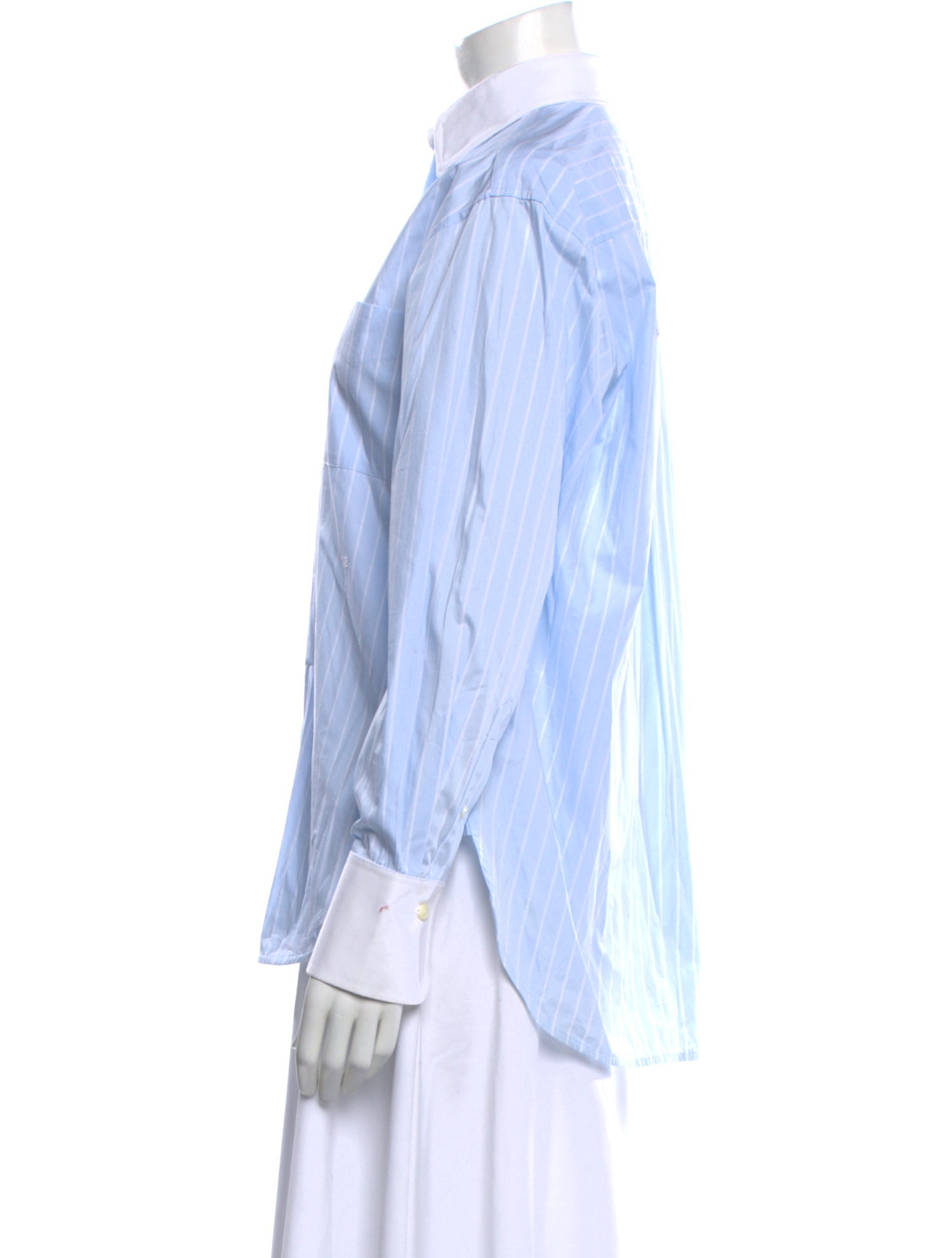 Victoria Beckham Striped Long Sleeve Button-Up Top w/ Tags