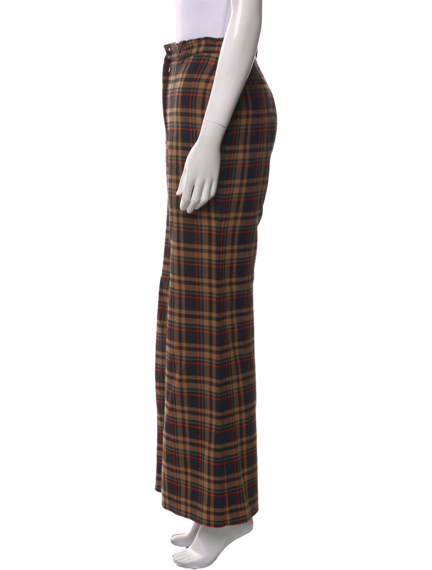 Victoria Beckham Plaid Print Wide Leg Pants