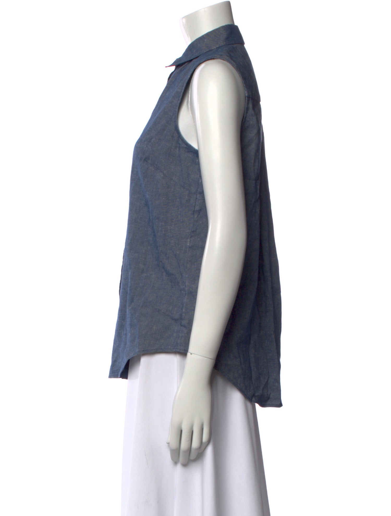 Victoria Beckham Linen Sleeveless Button-Up Top