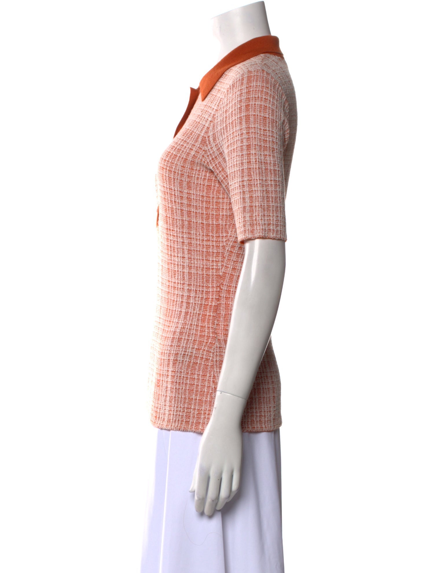 Victoria Beckham Plaid Print Short Sleeve Polo