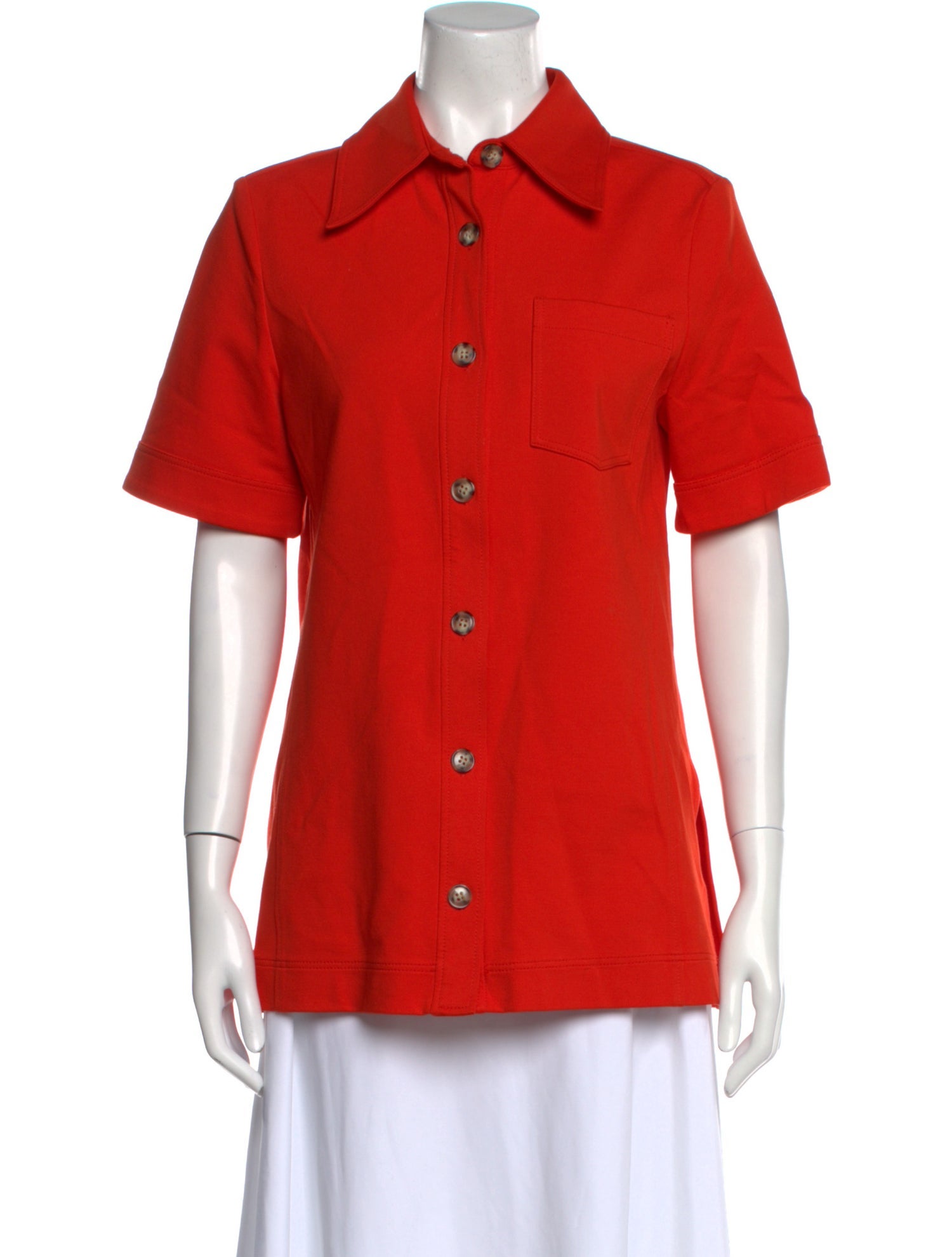 Victoria Beckham Short Sleeve Button-Up Top