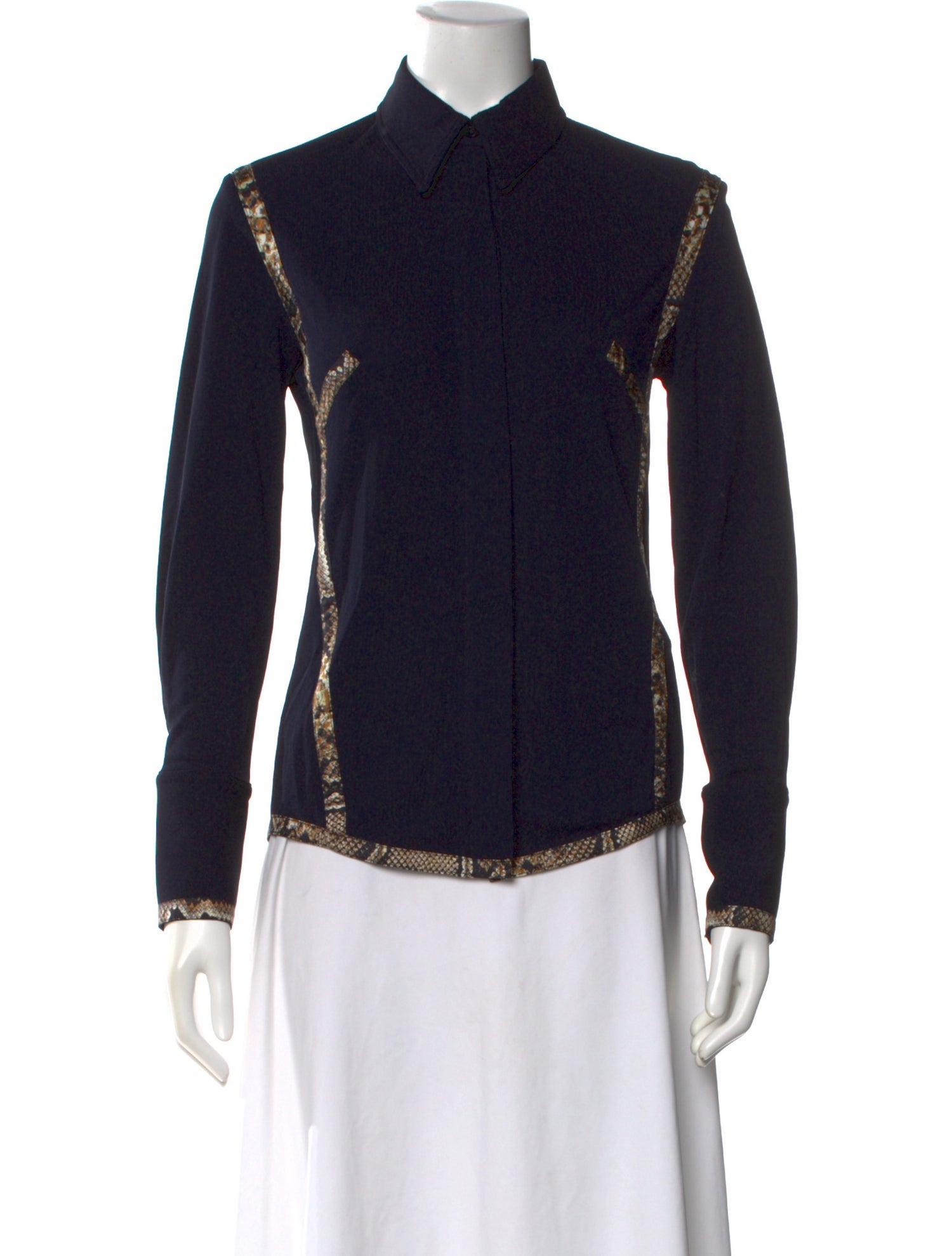 Victoria Beckham Animal Print Long Sleeve Blouse