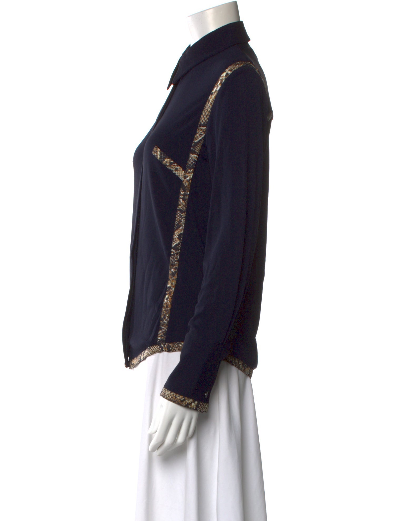 Victoria Beckham Animal Print Long Sleeve Blouse