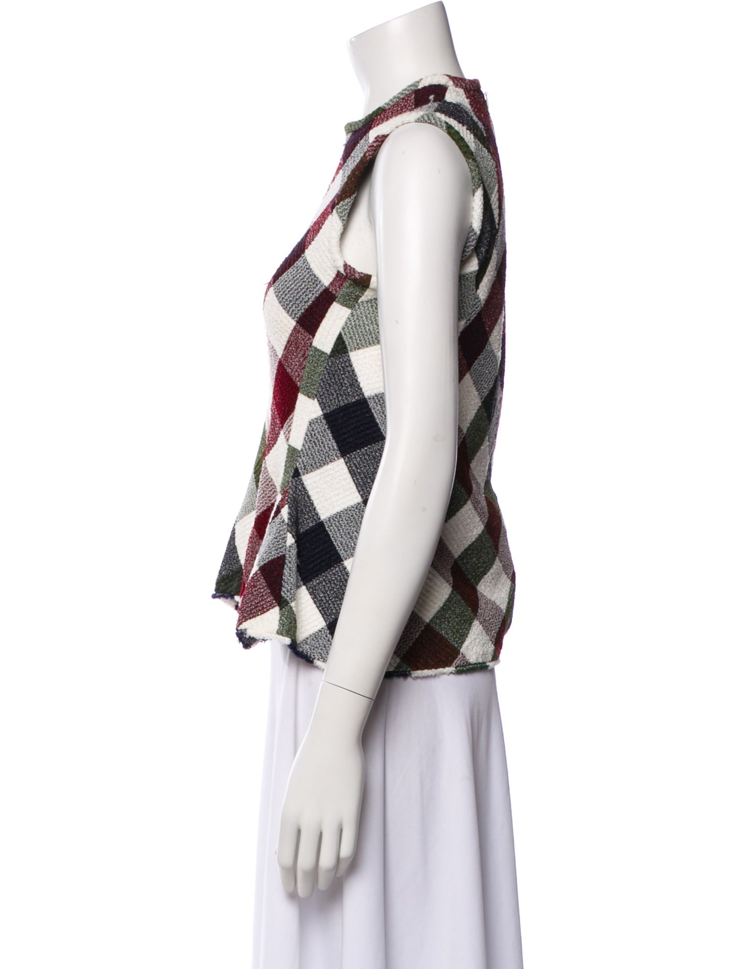Victoria Beckham Plaid Print Crew Neck Top