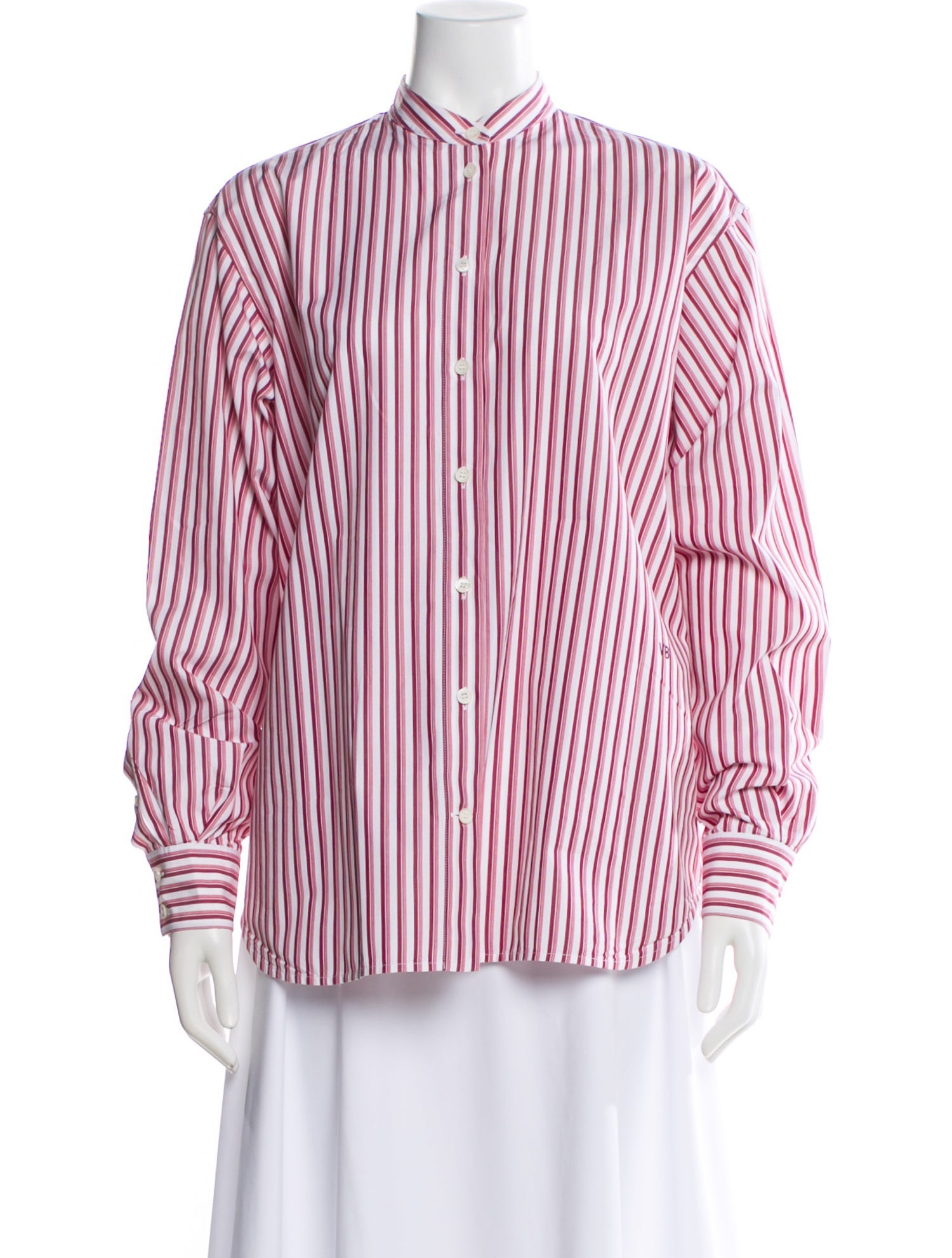 Victoria Beckham Striped Long Sleeve Button-Up Top