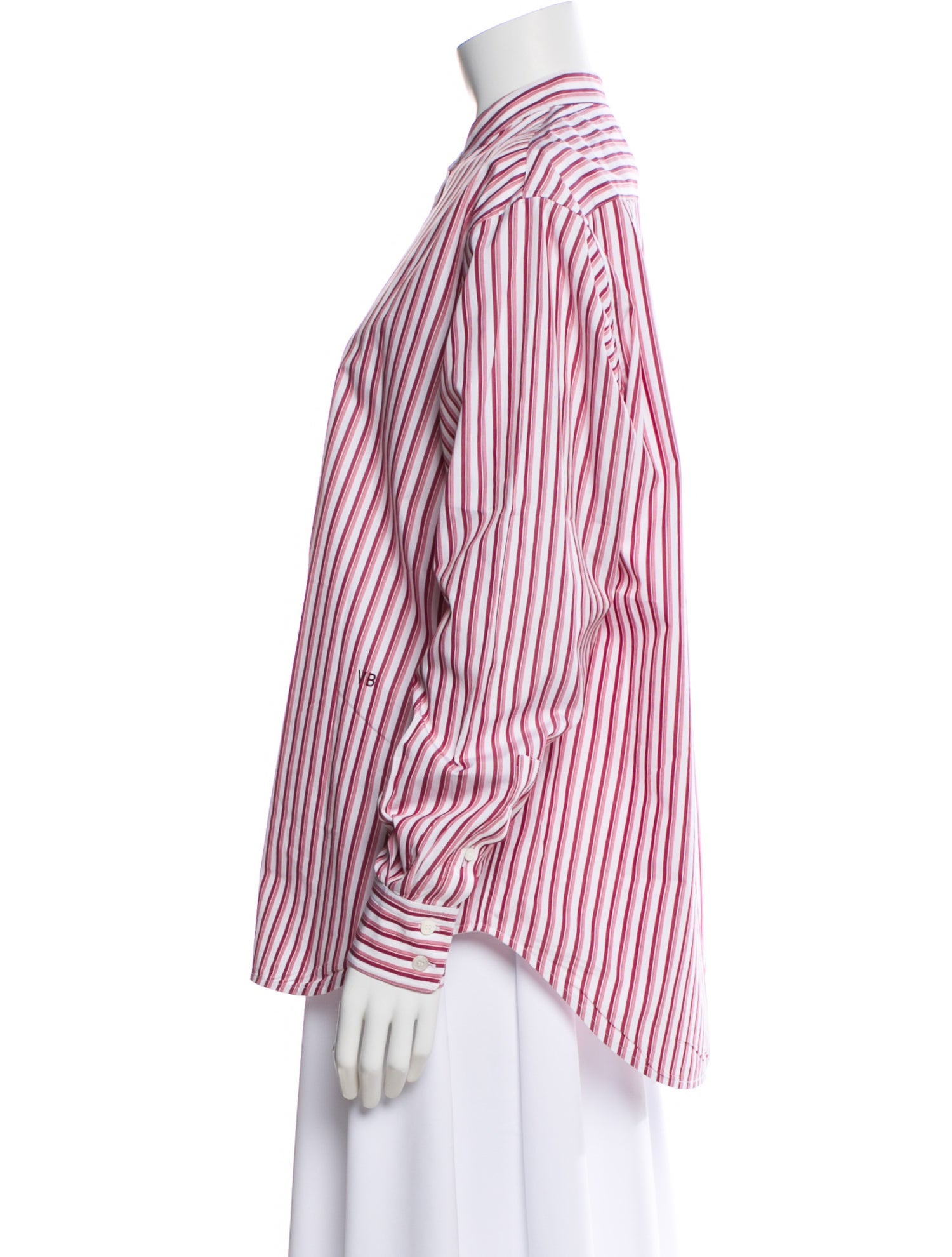 Victoria Beckham Striped Long Sleeve Button-Up Top