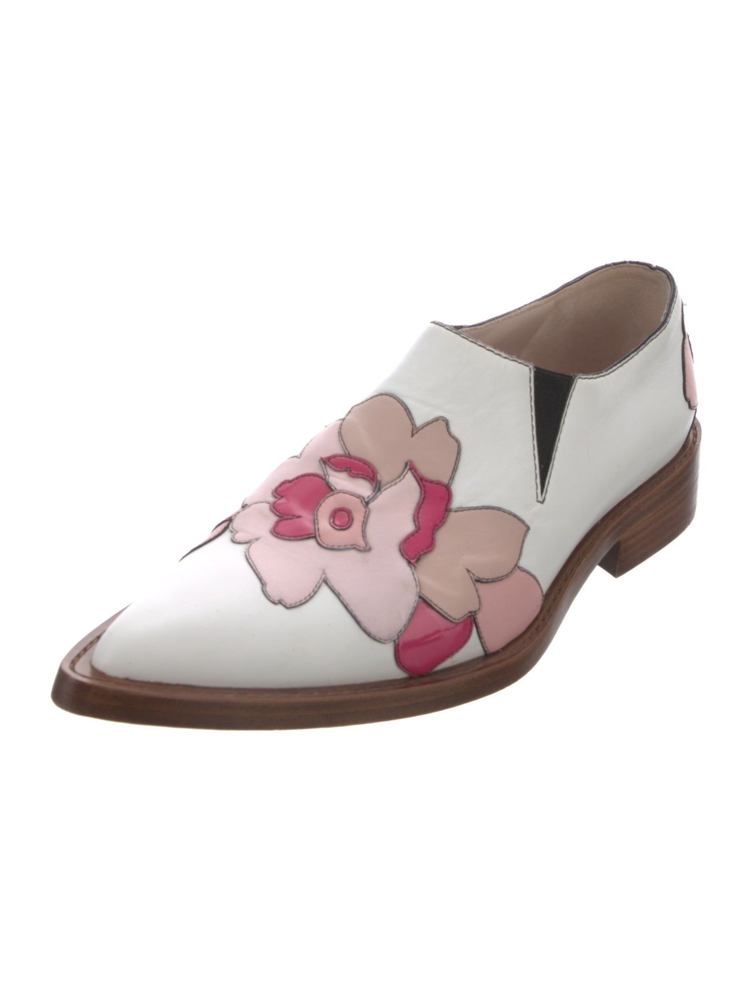 Victoria Beckham Leather Floral Print Oxfords