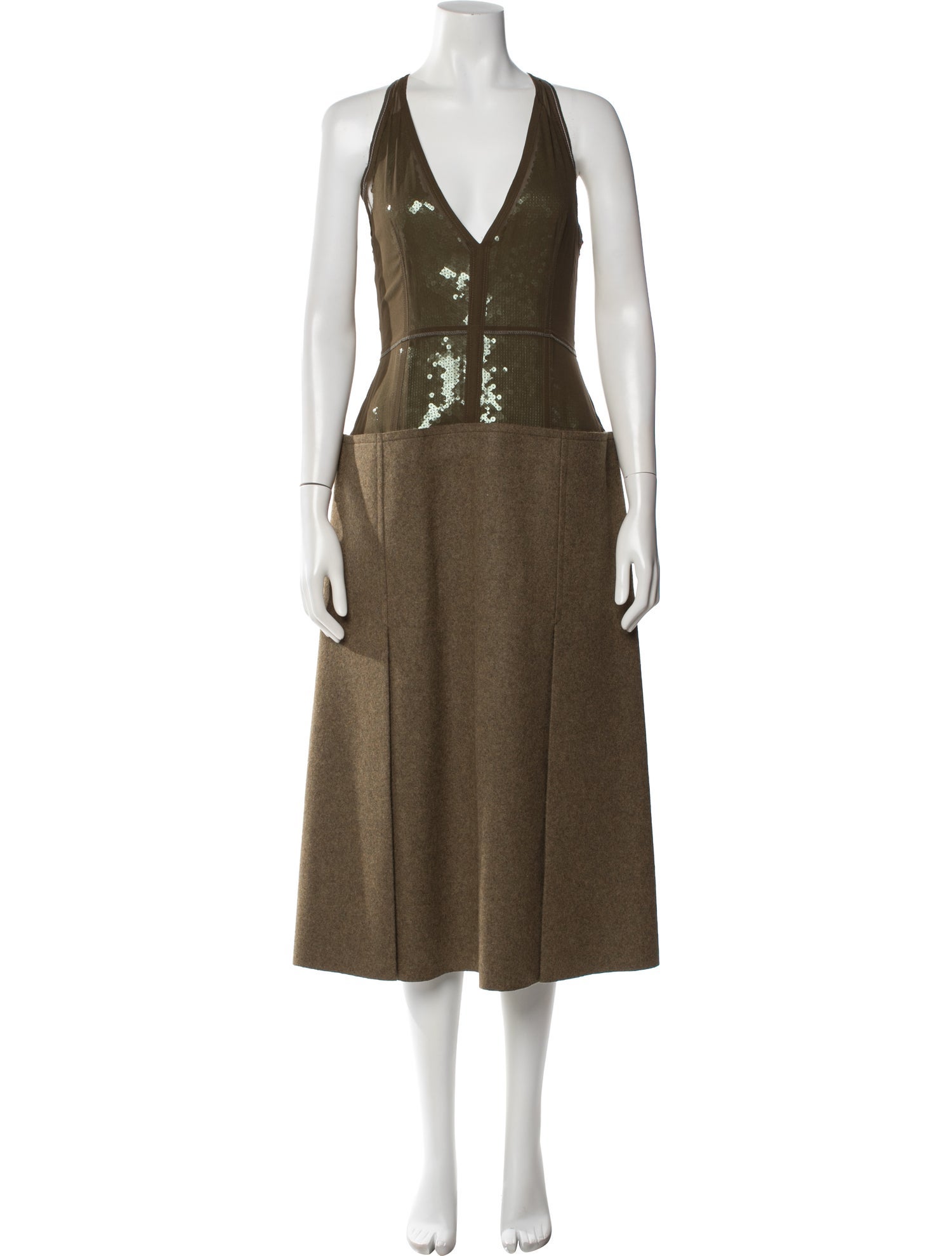 victoria beckham green silk dress Victoria Beckham Eve Midi Dress In Jade