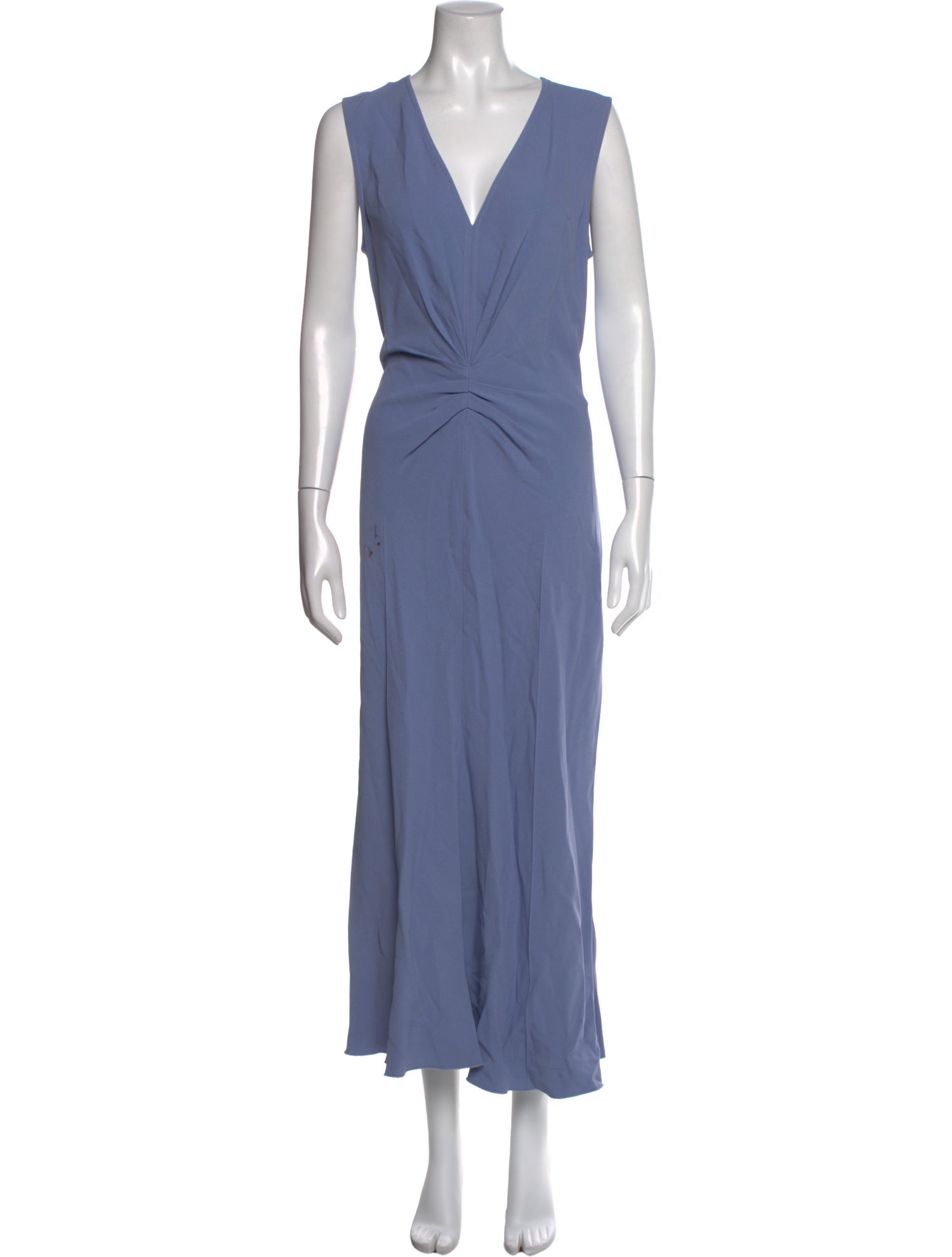 blue victoria beckham dress Gathered satin-crepe midi dress - light blue