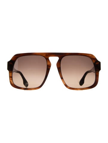 Pre-owned Victoria Beckham Aviator Gradient Sunglasses In Brown