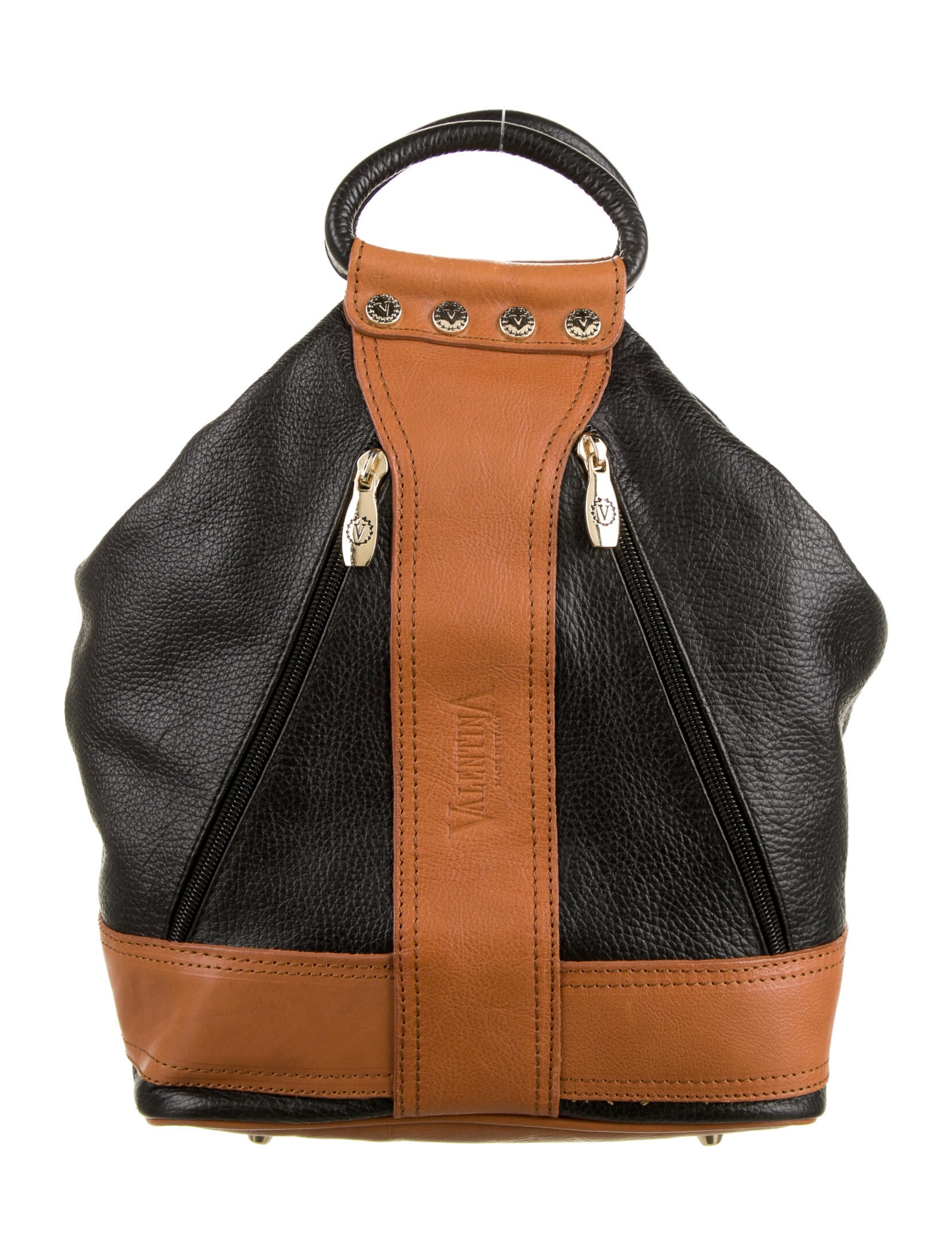 Valentina Carrano Leather Backpack - Black Backpacks 