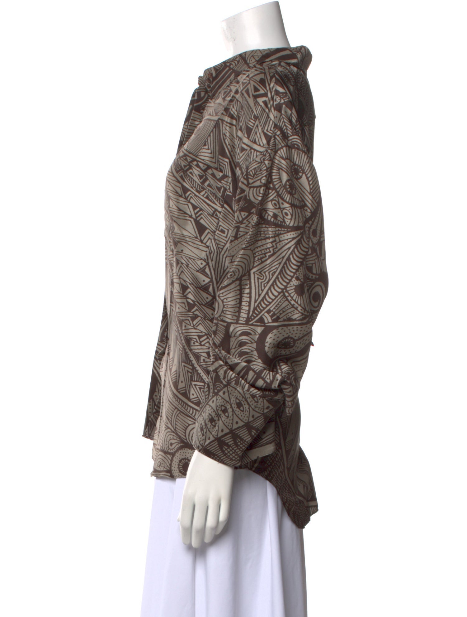 Heirlome Silk Printed Button-Up Top