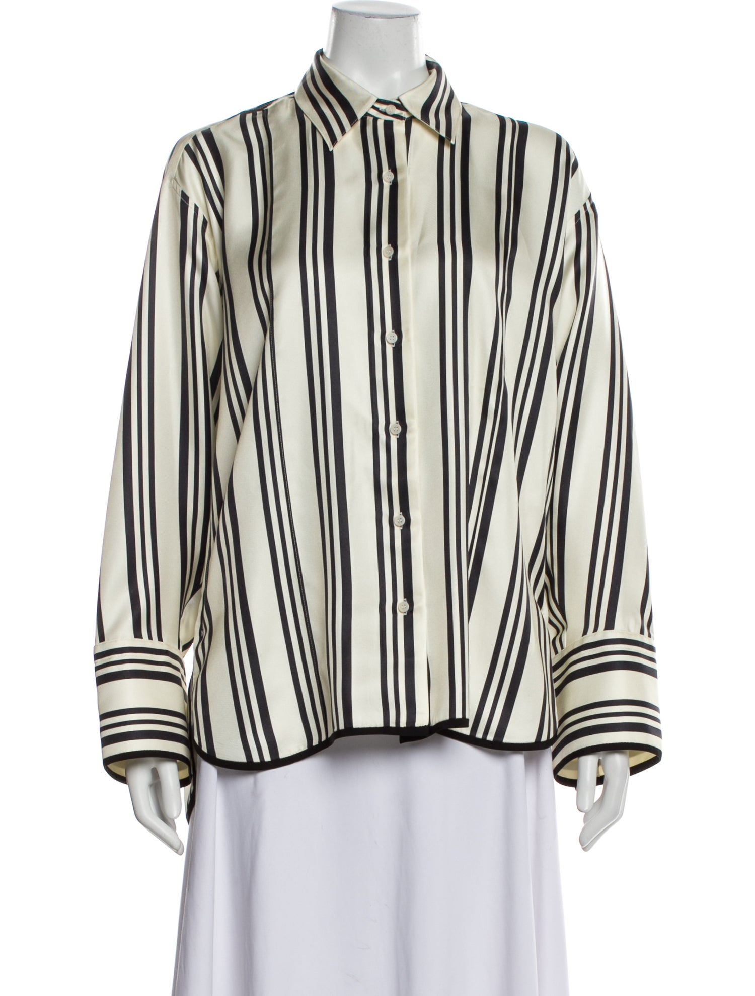 Heirlome Silk Striped Button-Up Top