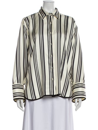 Heirlome Silk Striped Button-Up Top