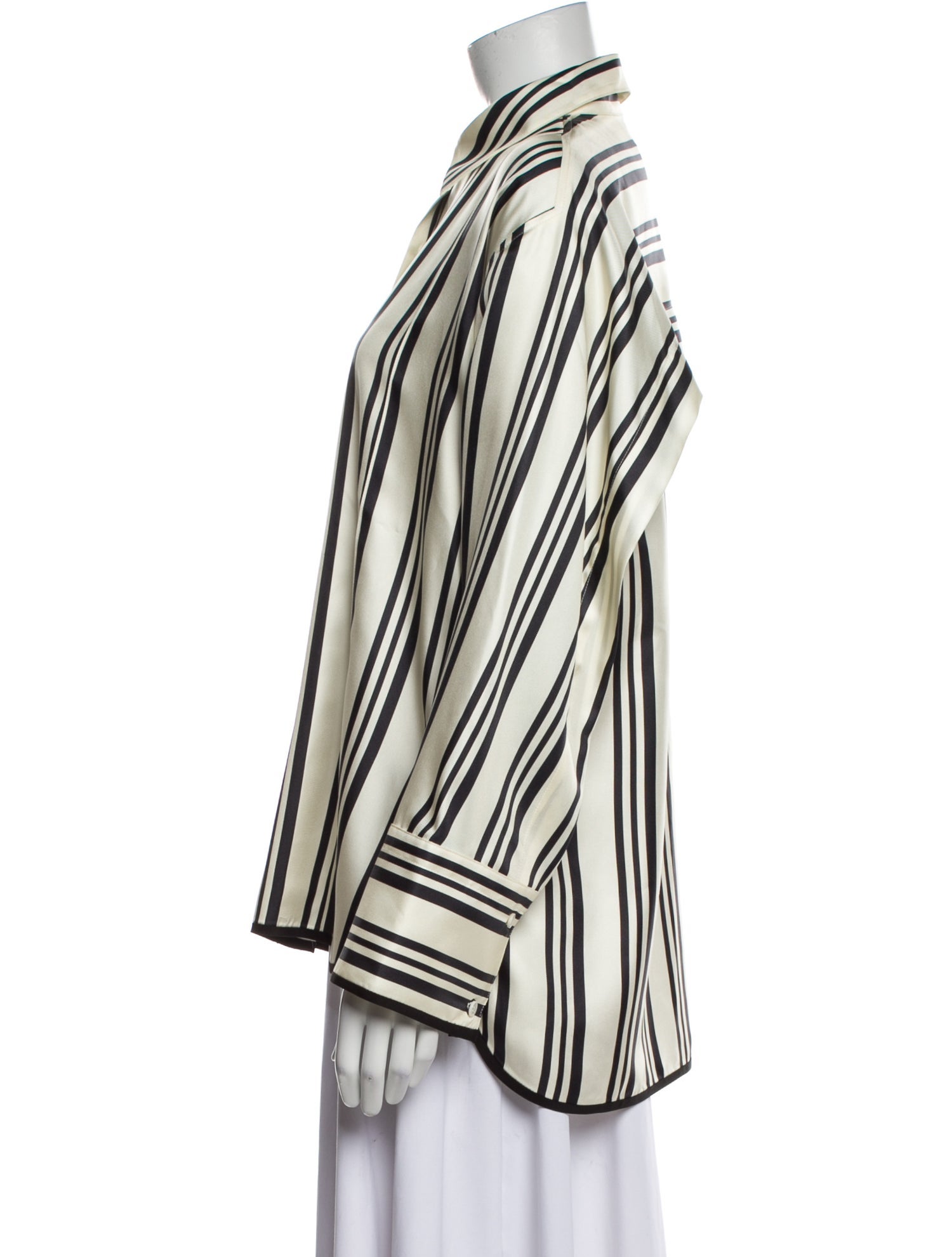 Heirlome Silk Striped Button-Up Top