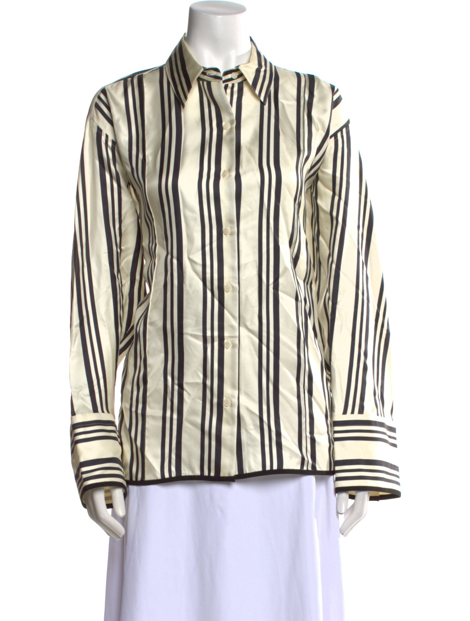 Heirlome Silk Striped Button-Up Top