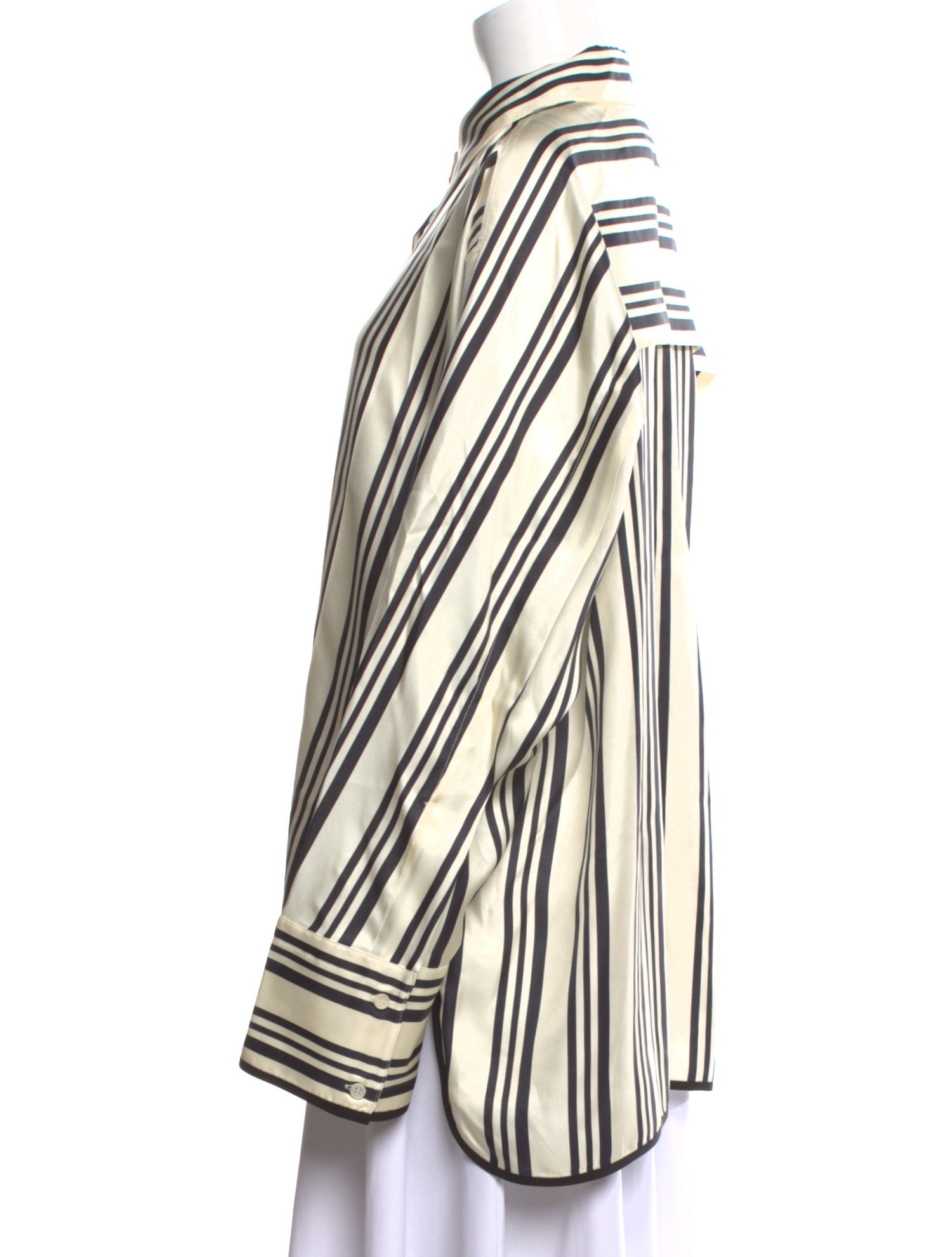 Heirlome Silk Striped Button-Up Top