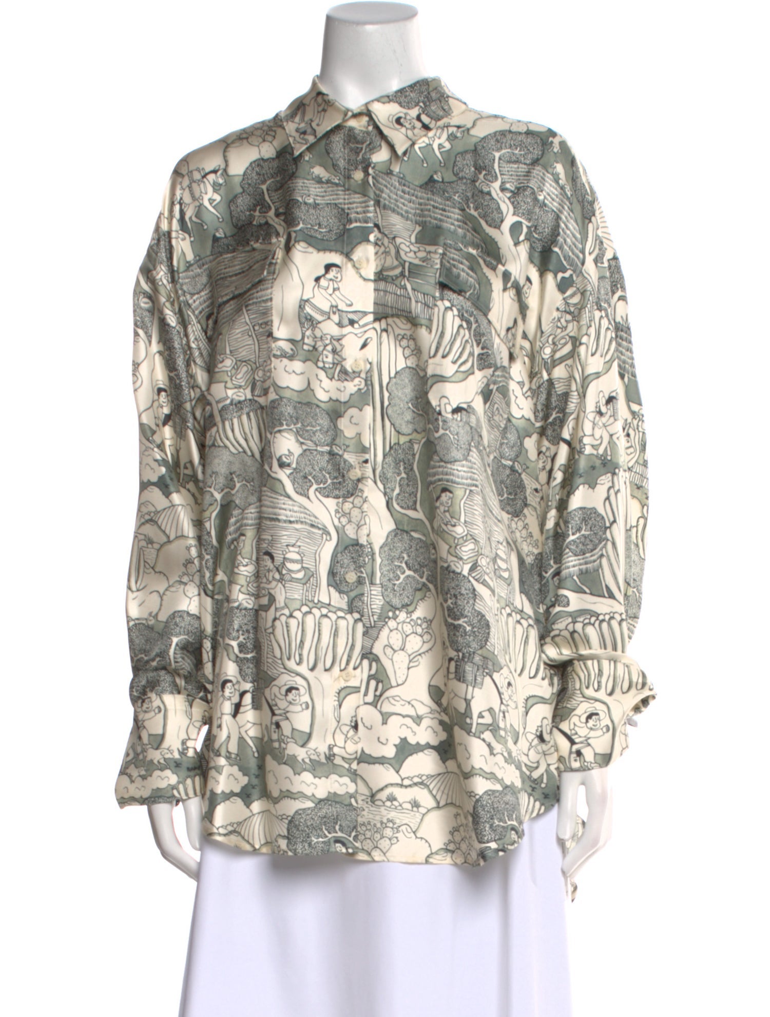 Heirlome Silk Printed Button-Up Top w/ Tags