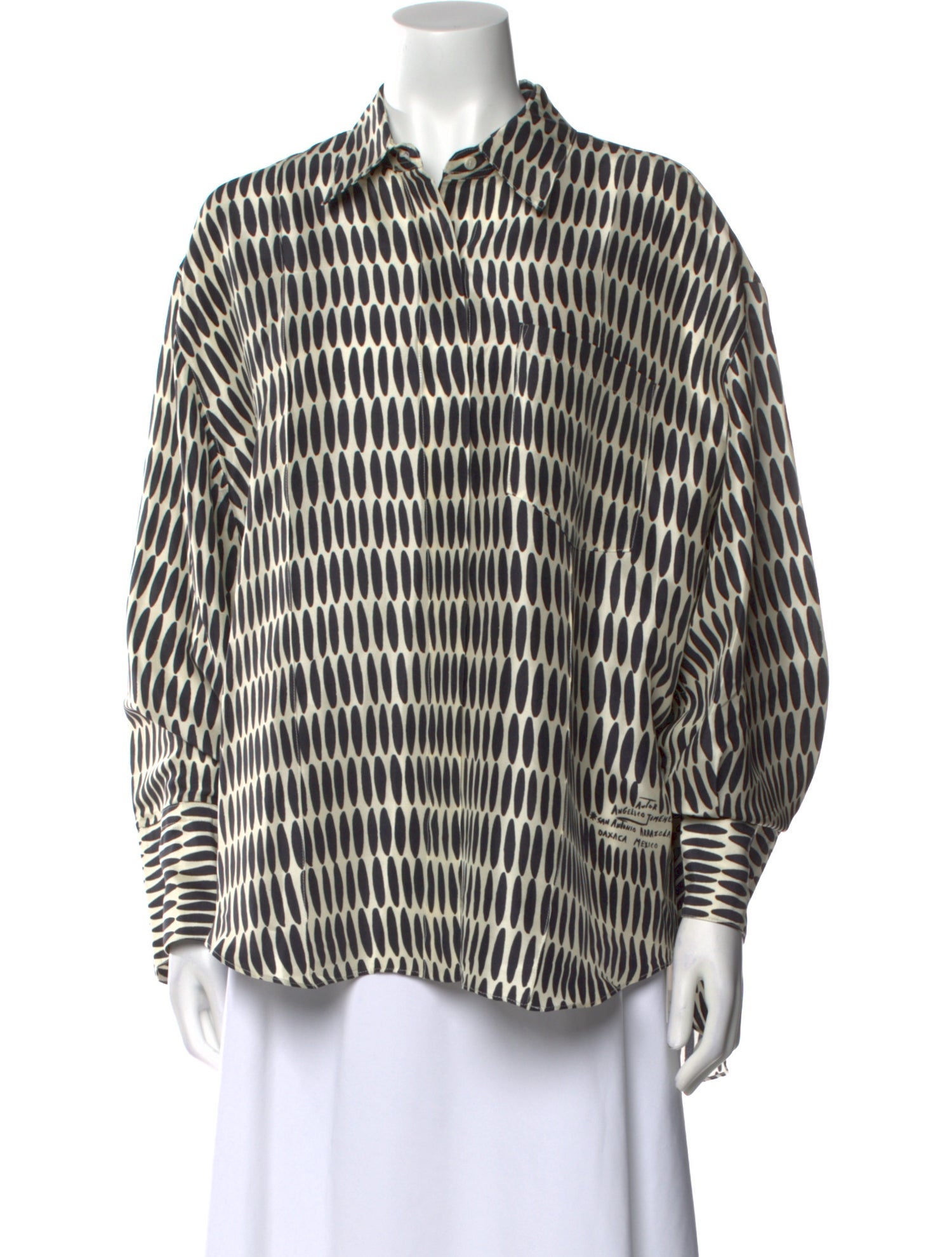 Heirlome Silk Printed Button-Up Top