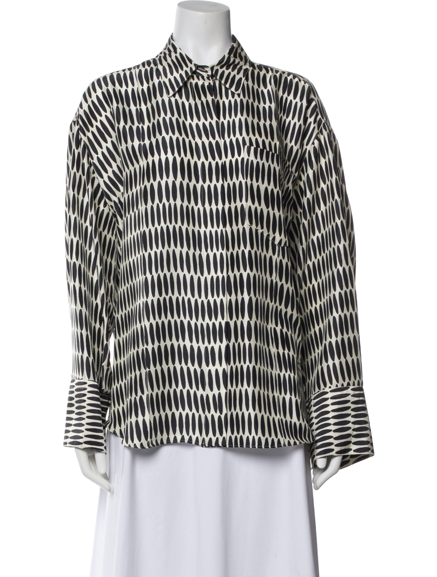 Heirlome Silk Printed Button-Up Top