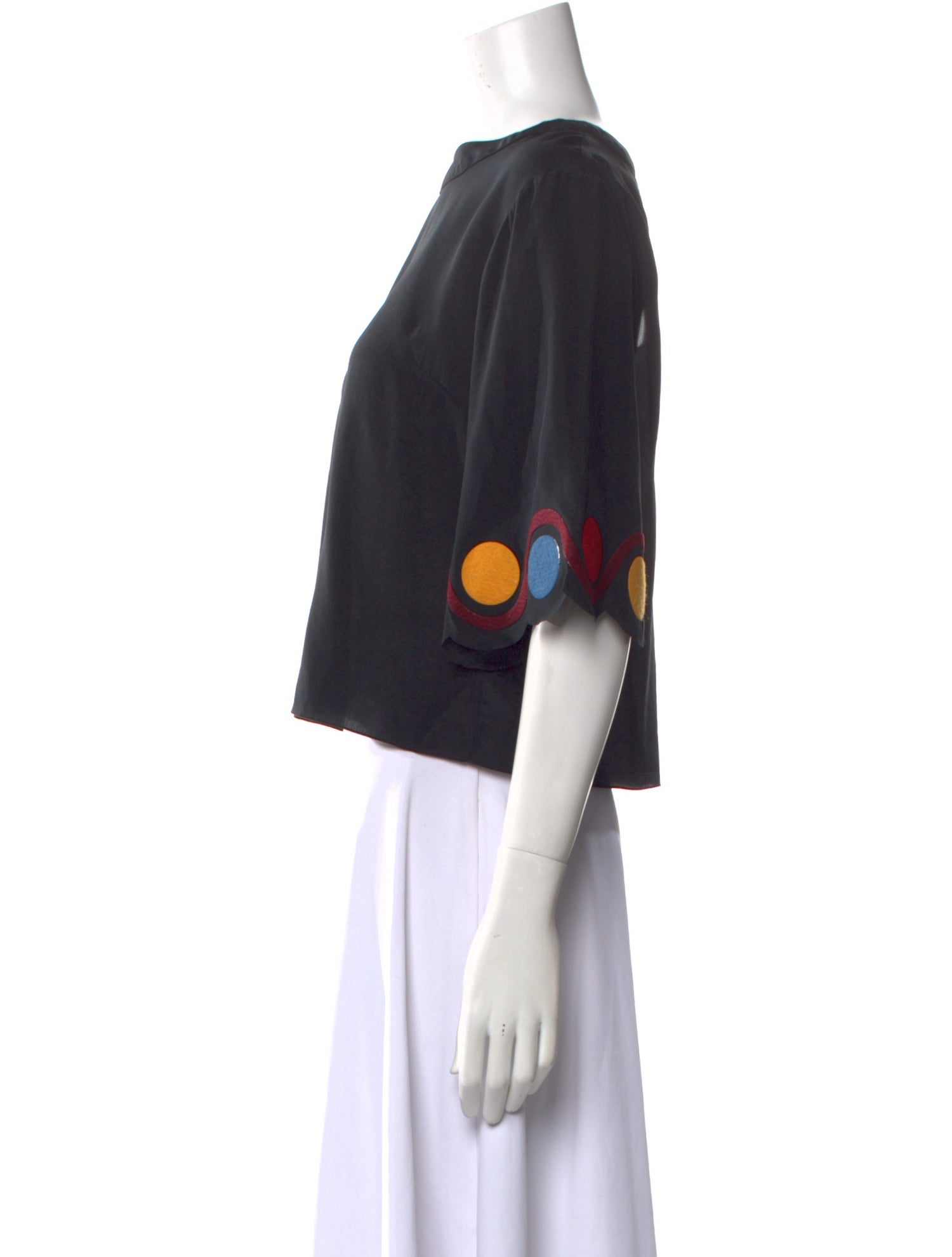 Vanda Jacintho Silk Bateau Neckline Crop Top