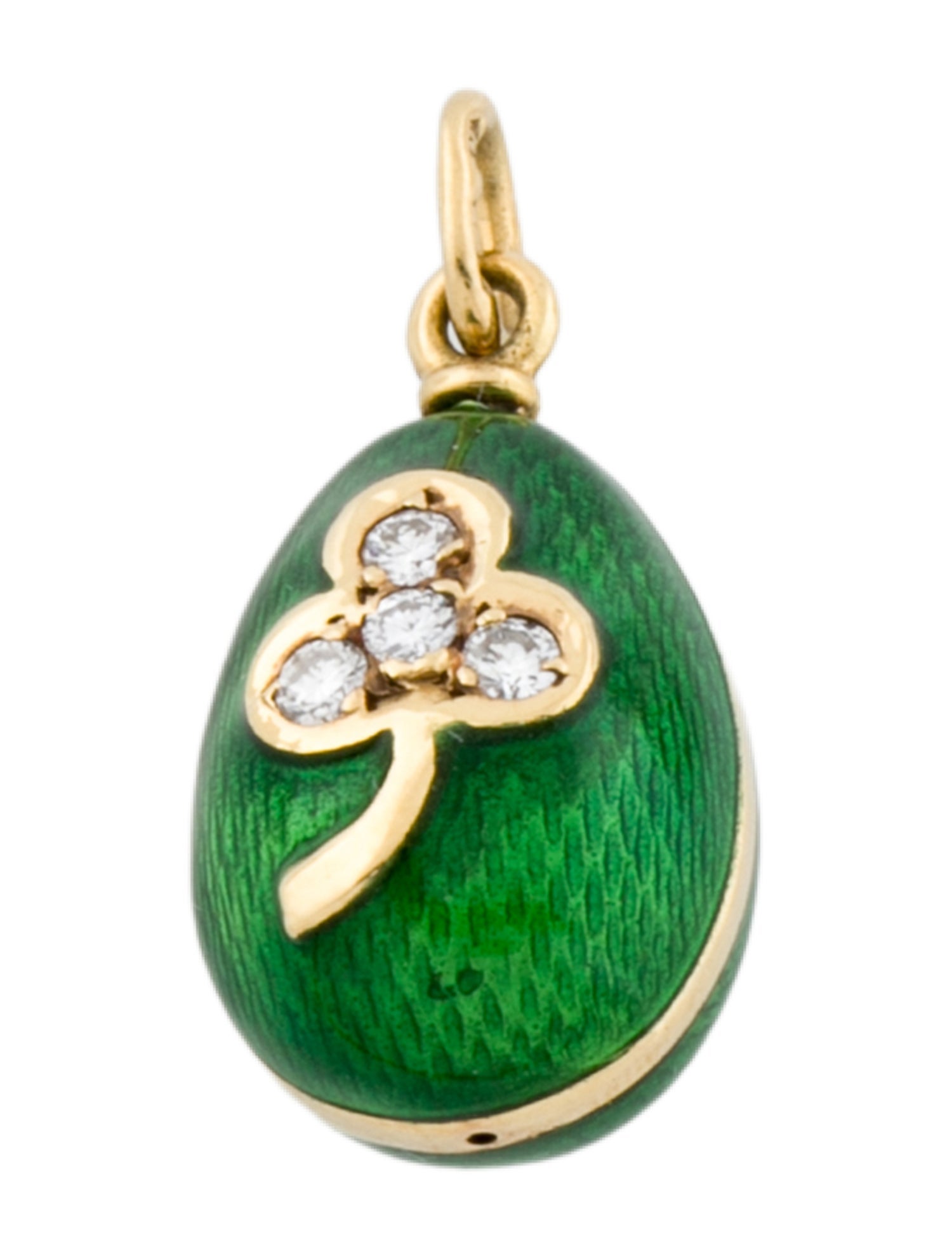 Victor Mayer 18K Diamond & Enamel Shamrock Egg Pendant