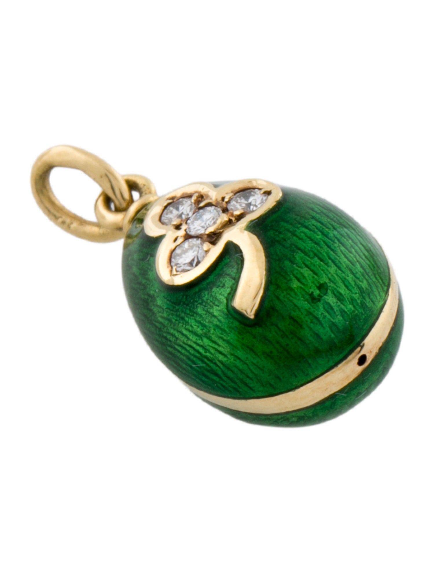 Victor Mayer 18K Diamond & Enamel Shamrock Egg Pendant