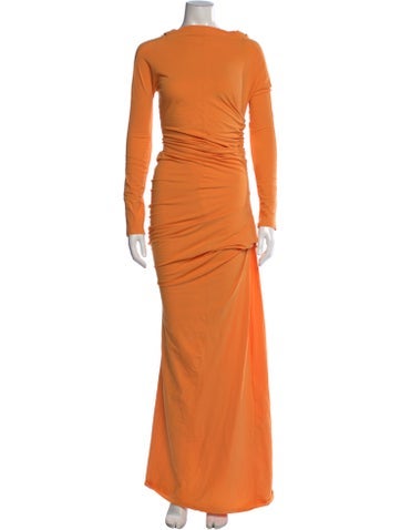 Pre-owned Colleen Allen Asymmetrical Long Dress In Orange