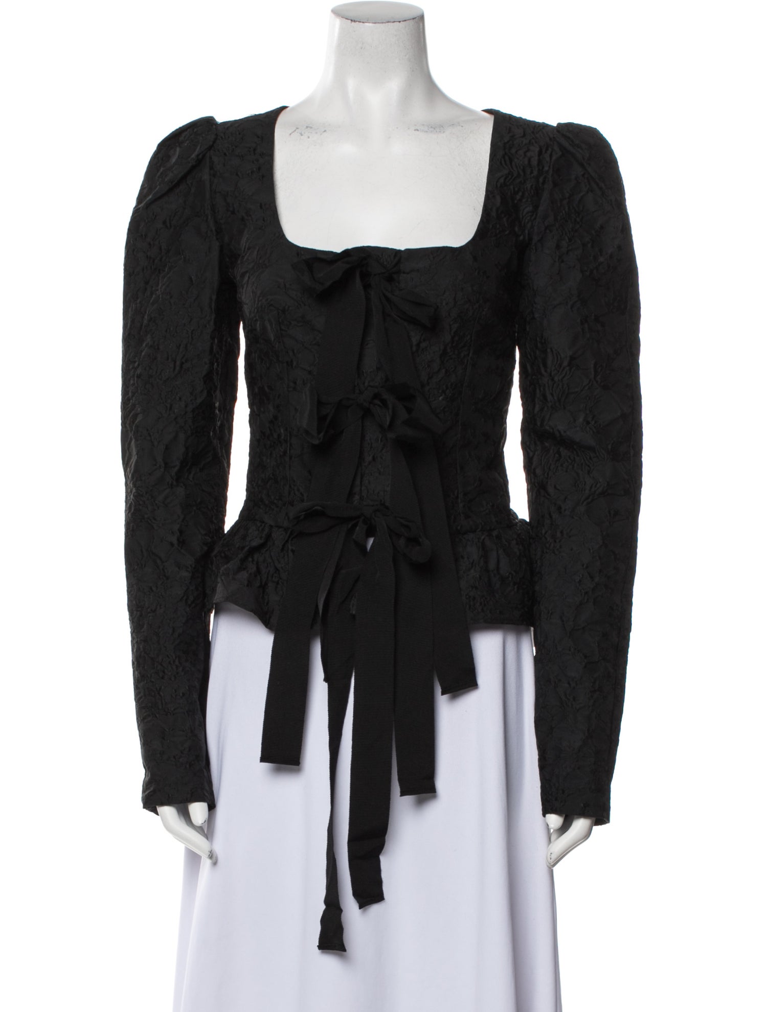 Meruert Tolegen Square Neckline Long Sleeve Blouse