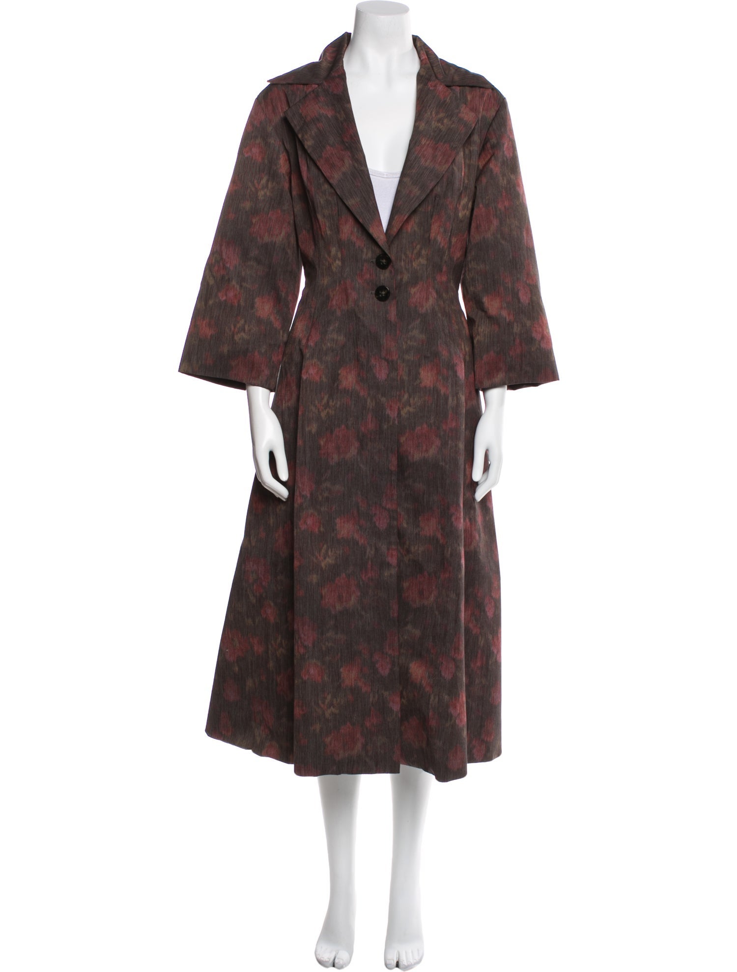 Meruert Tolegen Floral Print Trench Coat