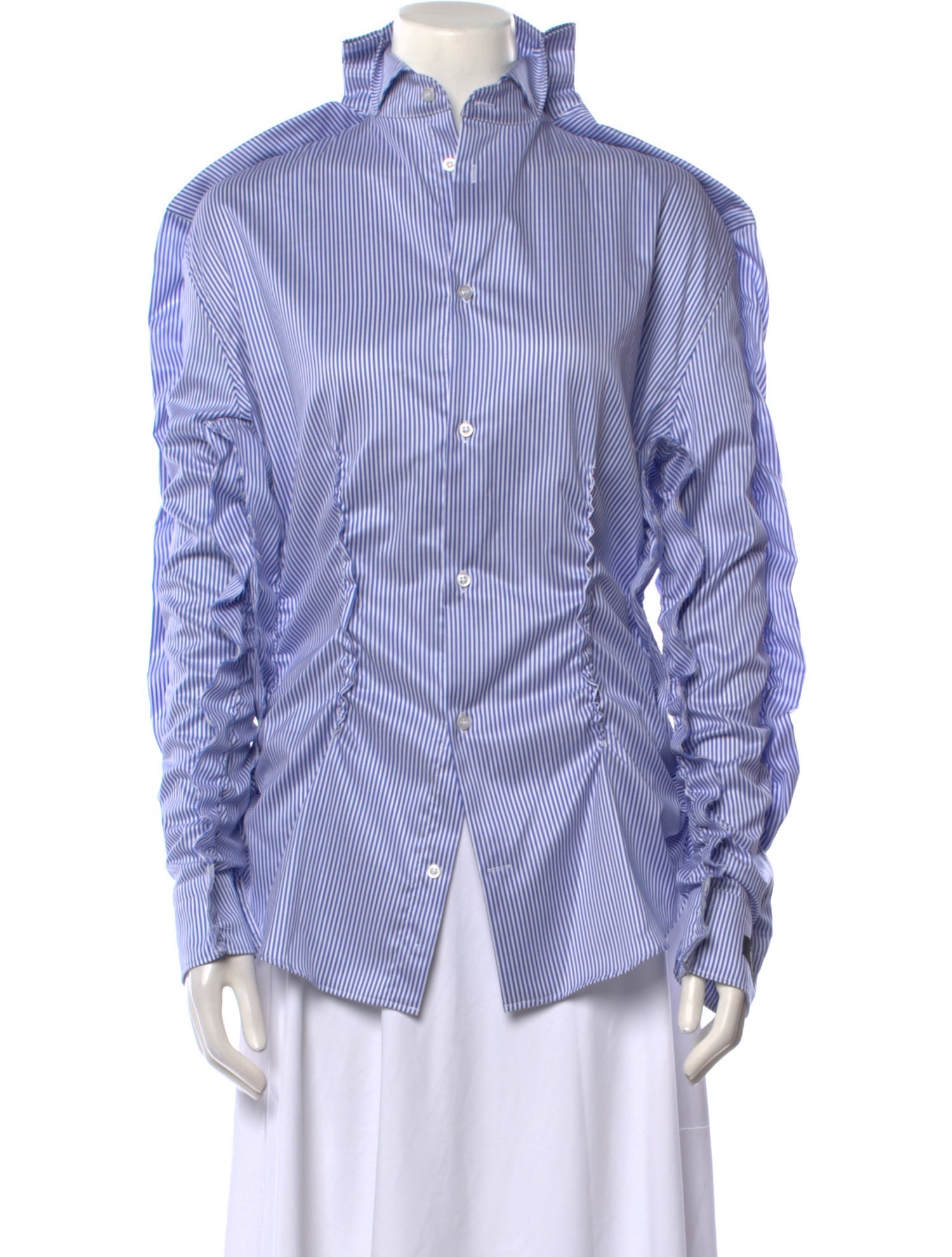 PROTOTYPES Striped Long Sleeve Button-Up Top