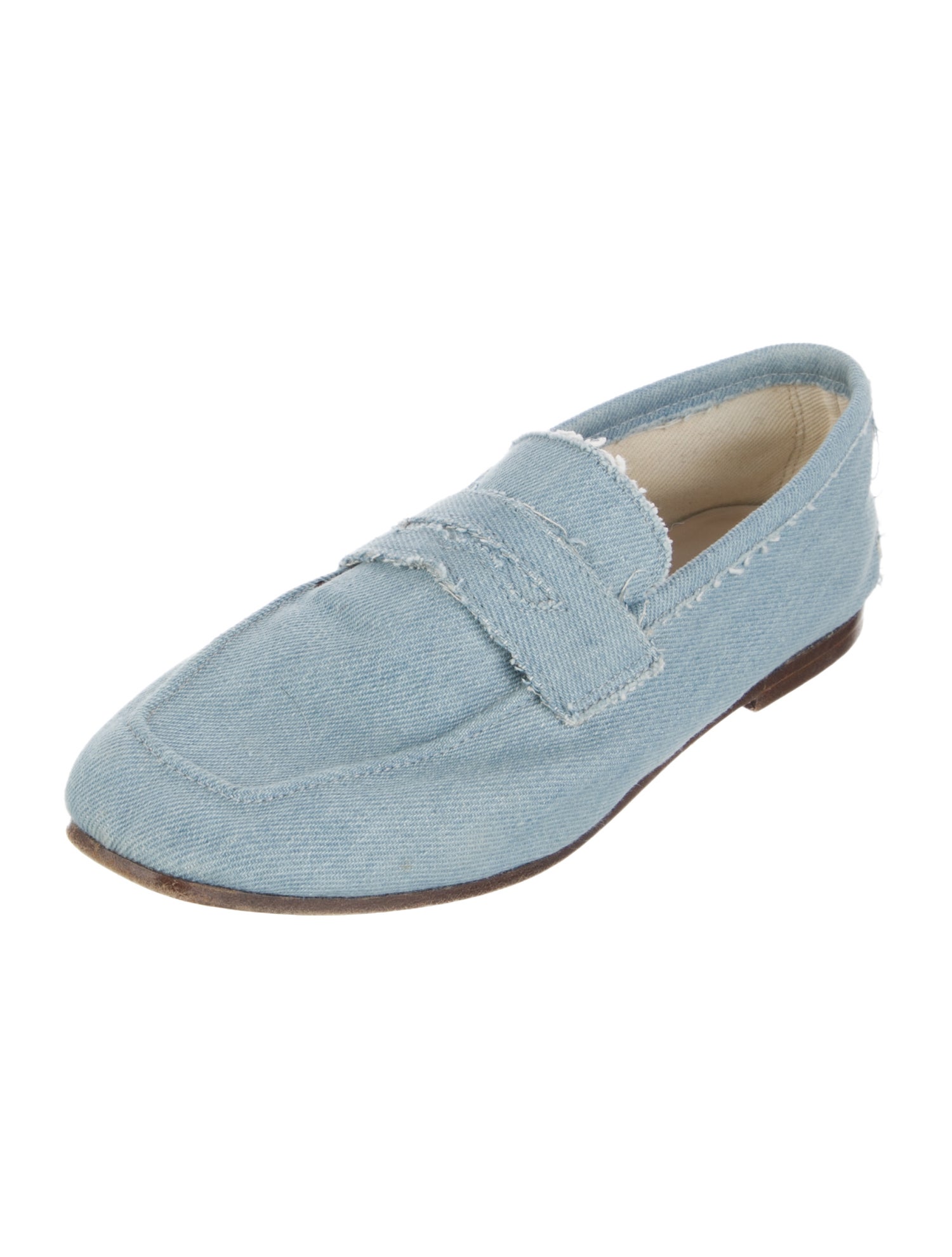 Sophique Denim Raw-Edge Trim Loafers