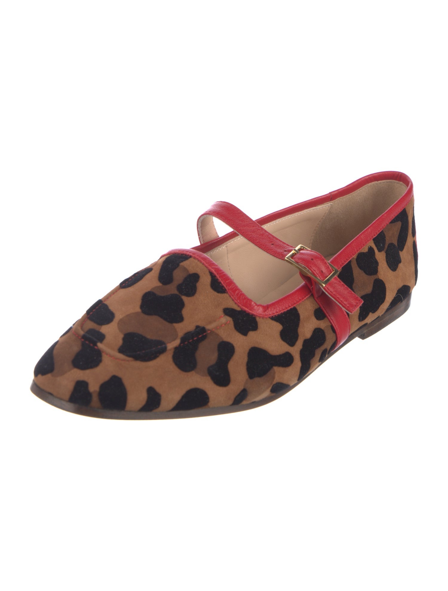 Sophique Suede Animal Print Mary Jane Flats
