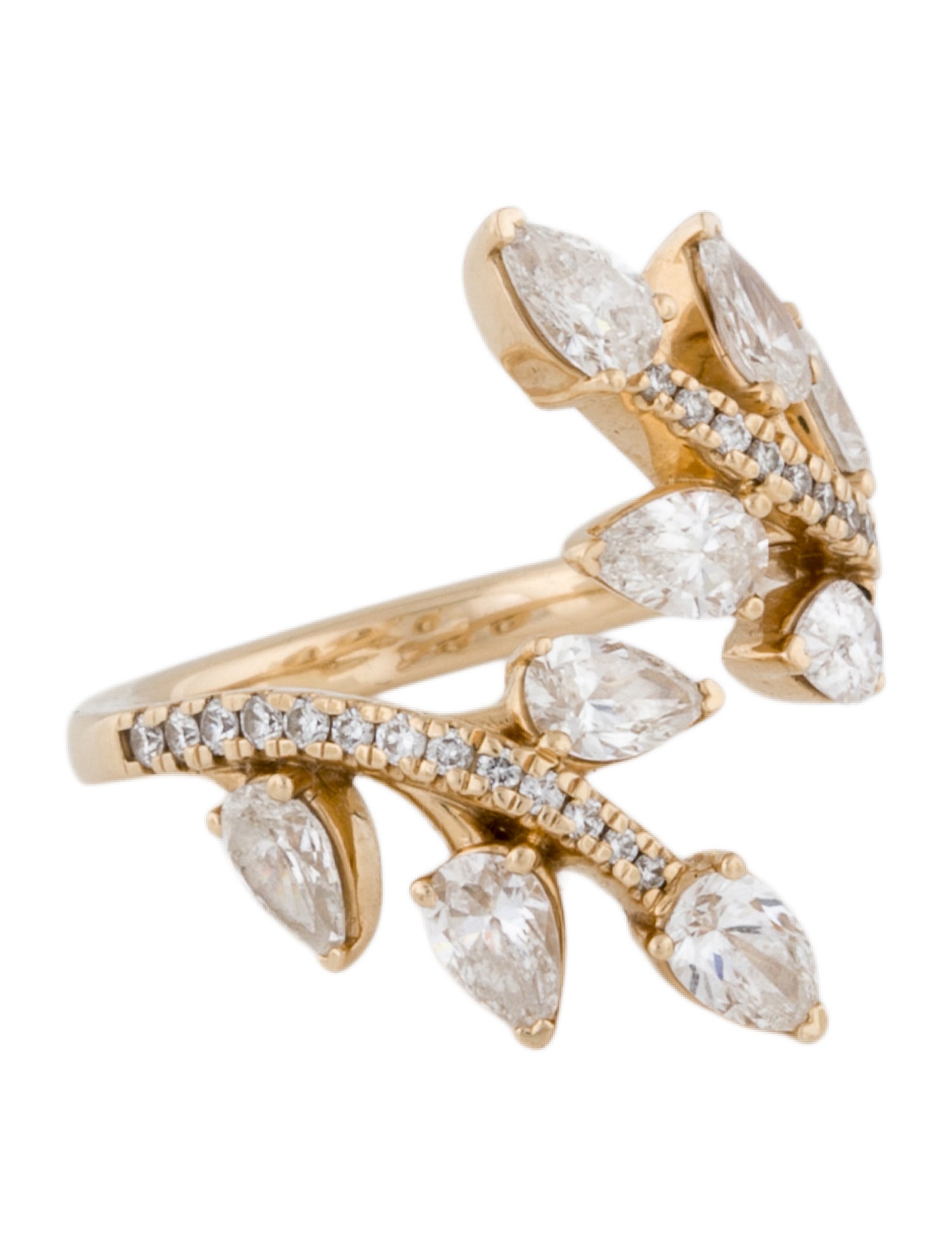 Grown Brilliance 14K Lab Grown Diamond Leaf Bypass Ring