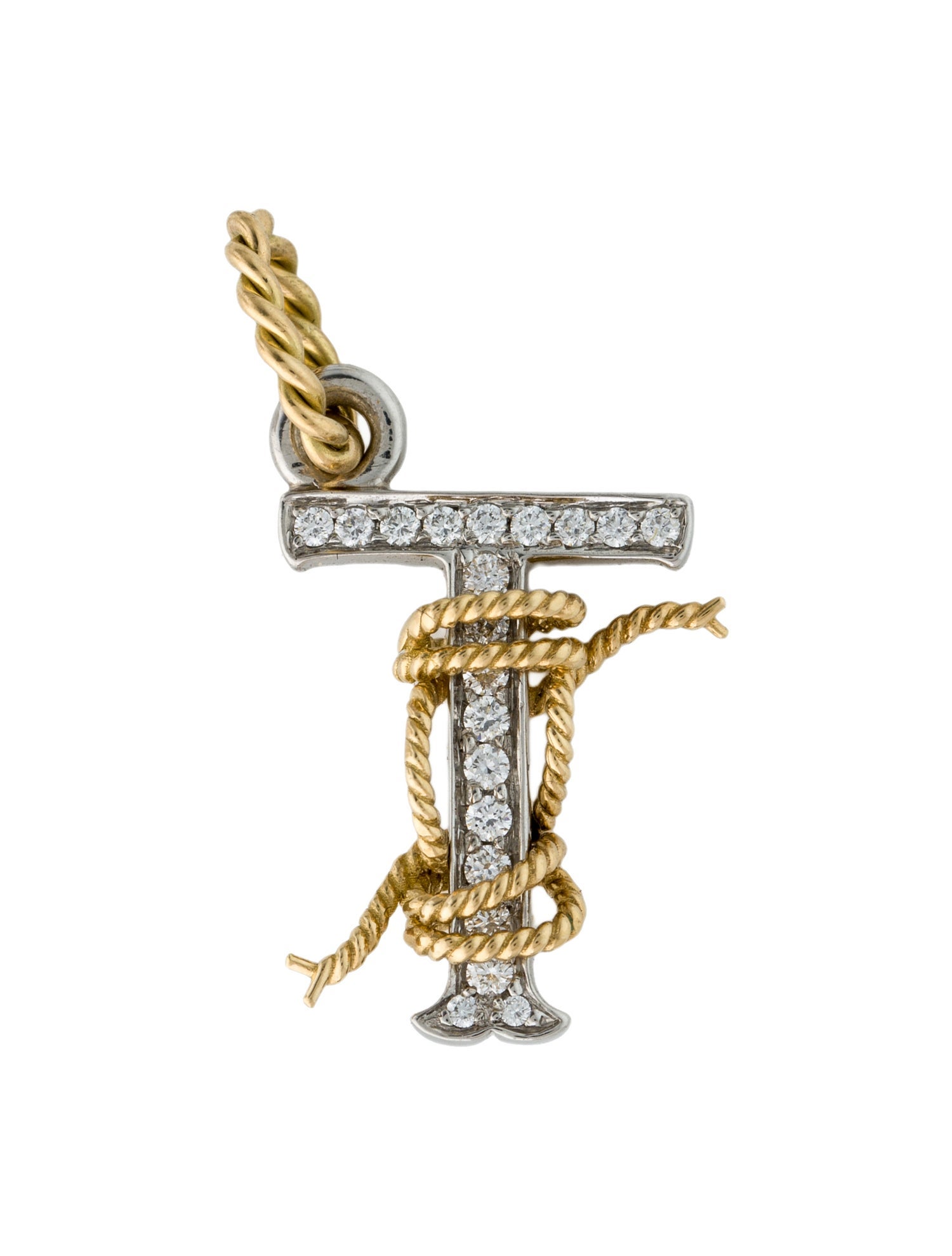 Verdura Diamond 'T' Initial Pendant