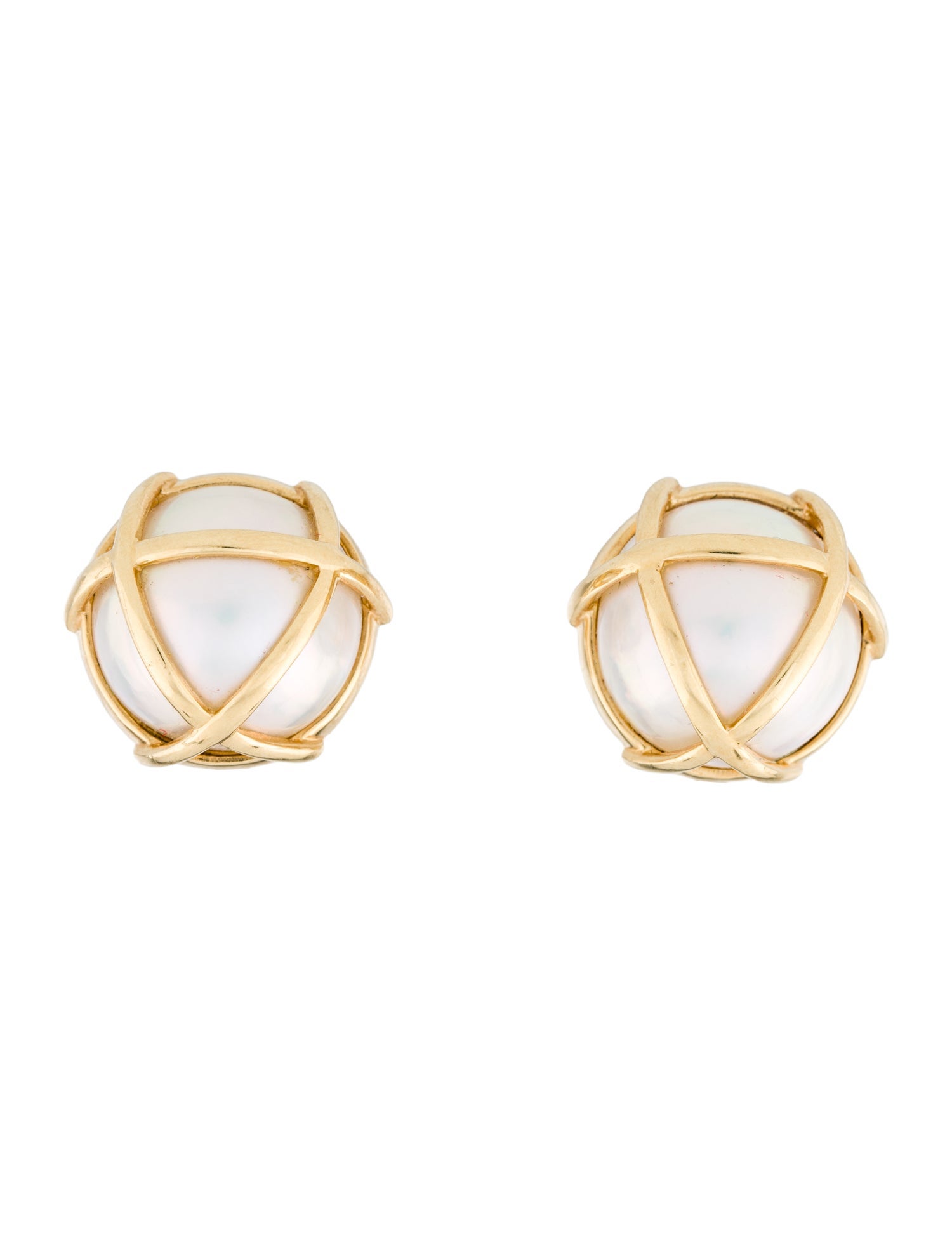 Verdura 18K Pearl Caged Clip-On Earrings