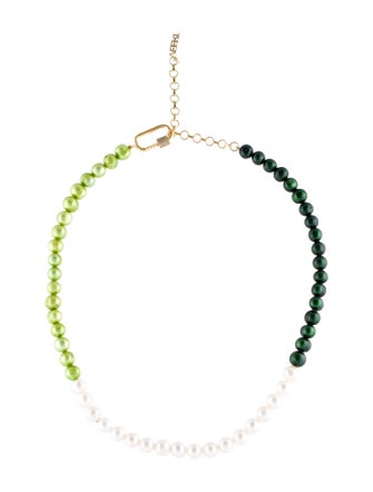 VEERT Pearl & Dyed Mother of Pearl Bead Strand Necklace