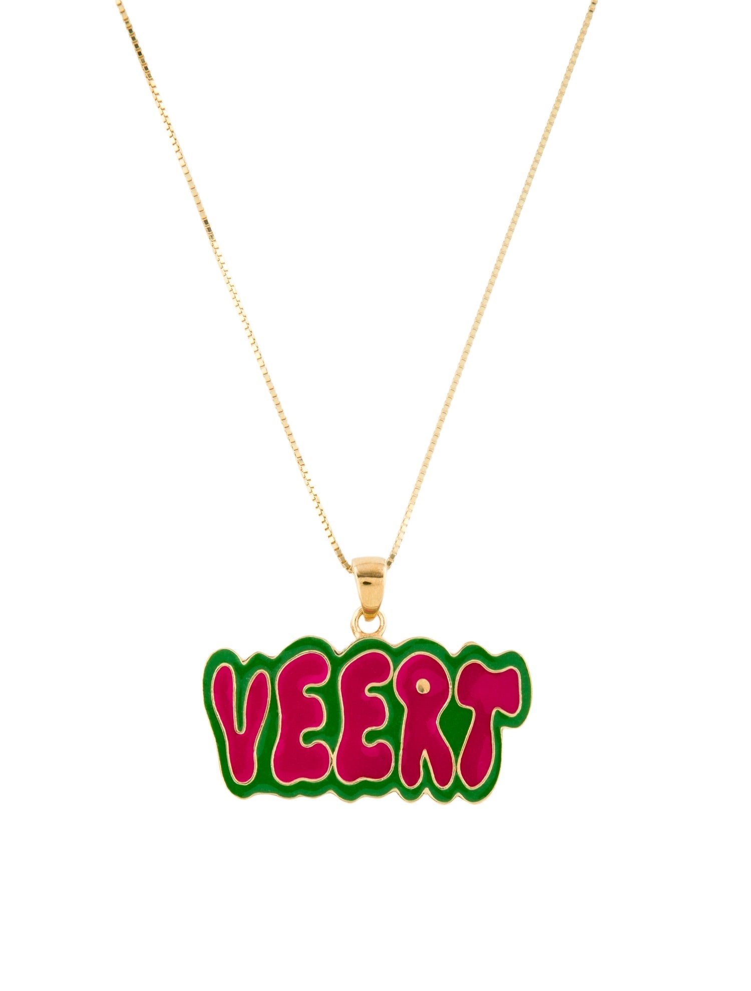 VEERT Enamel Retro Logo Pendant Necklace