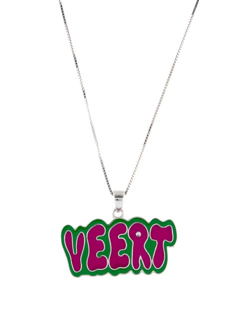 VEERT Enamel Logo Pendant Necklace