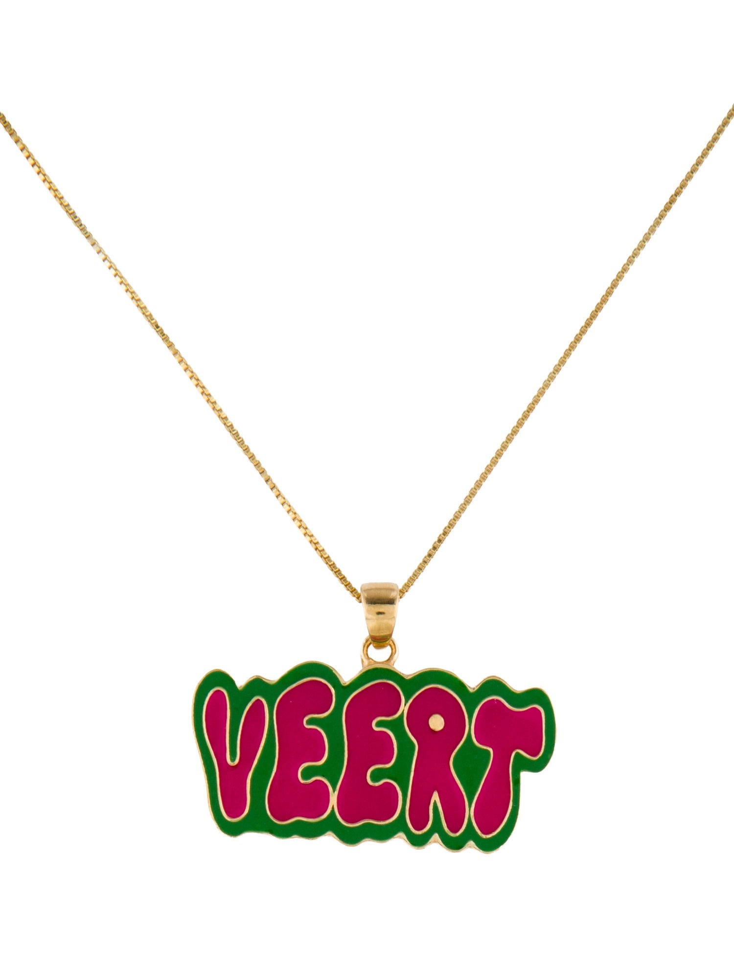 VEERT Enamel Logo Pendant Necklace