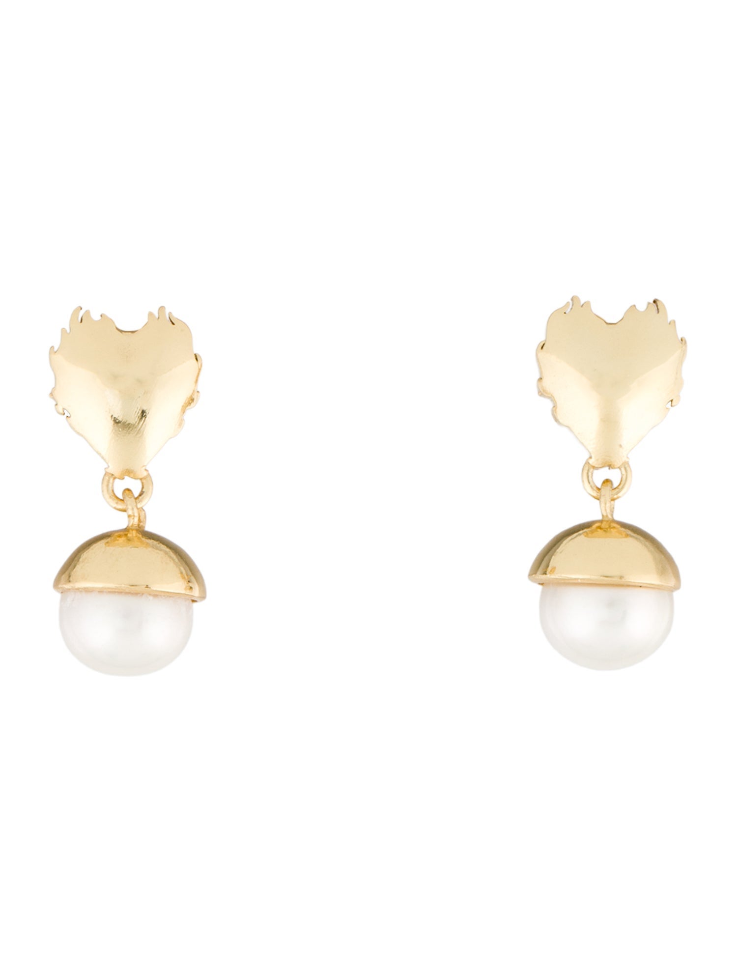 VEERT Freshwater Pearl The Flame Heart Drop Earrings