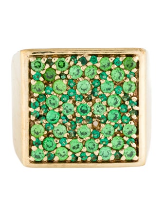 VEERT Cz "The Multi Green Square" Signet Ring