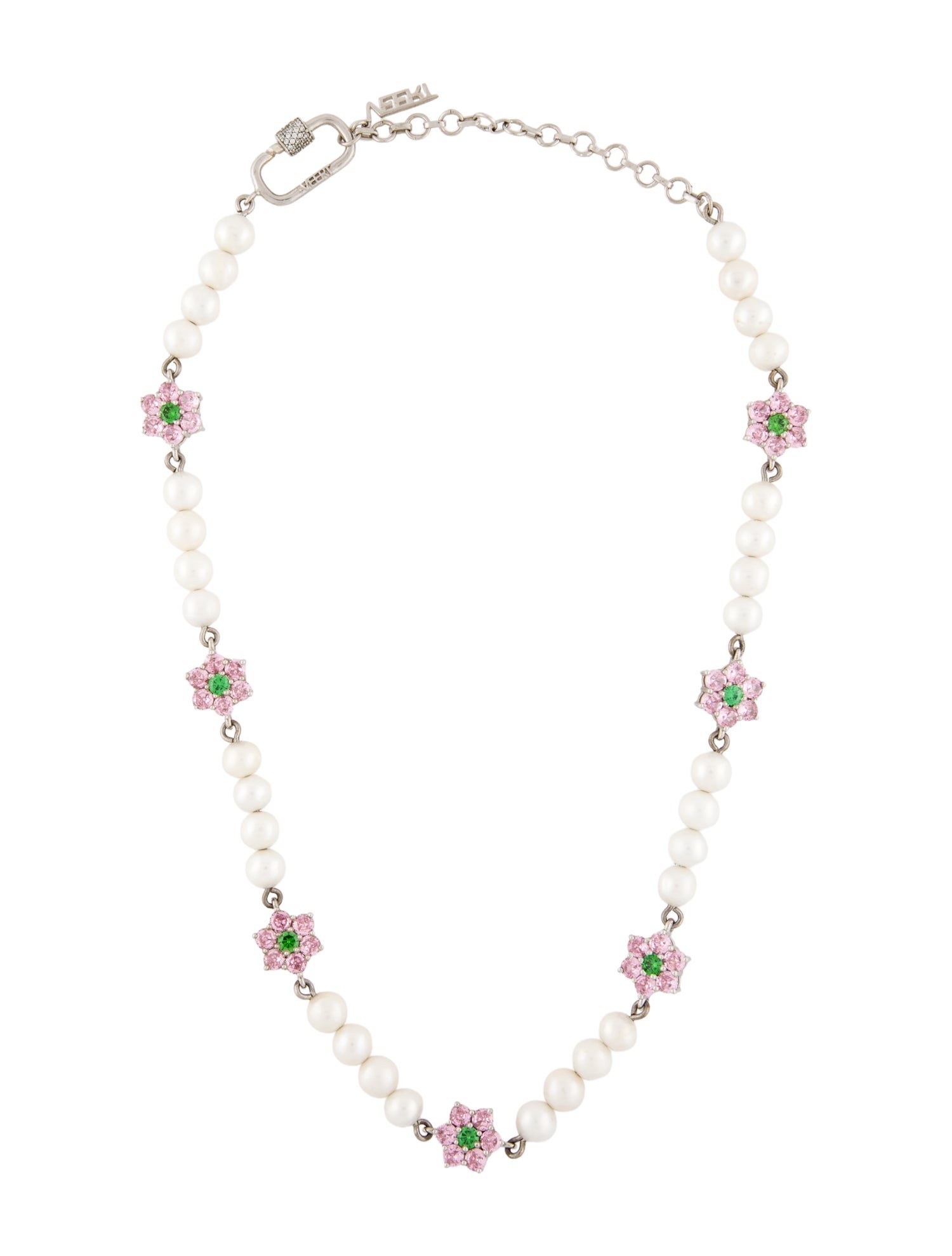 VEERT Pearl & Crystal Floral Necklace