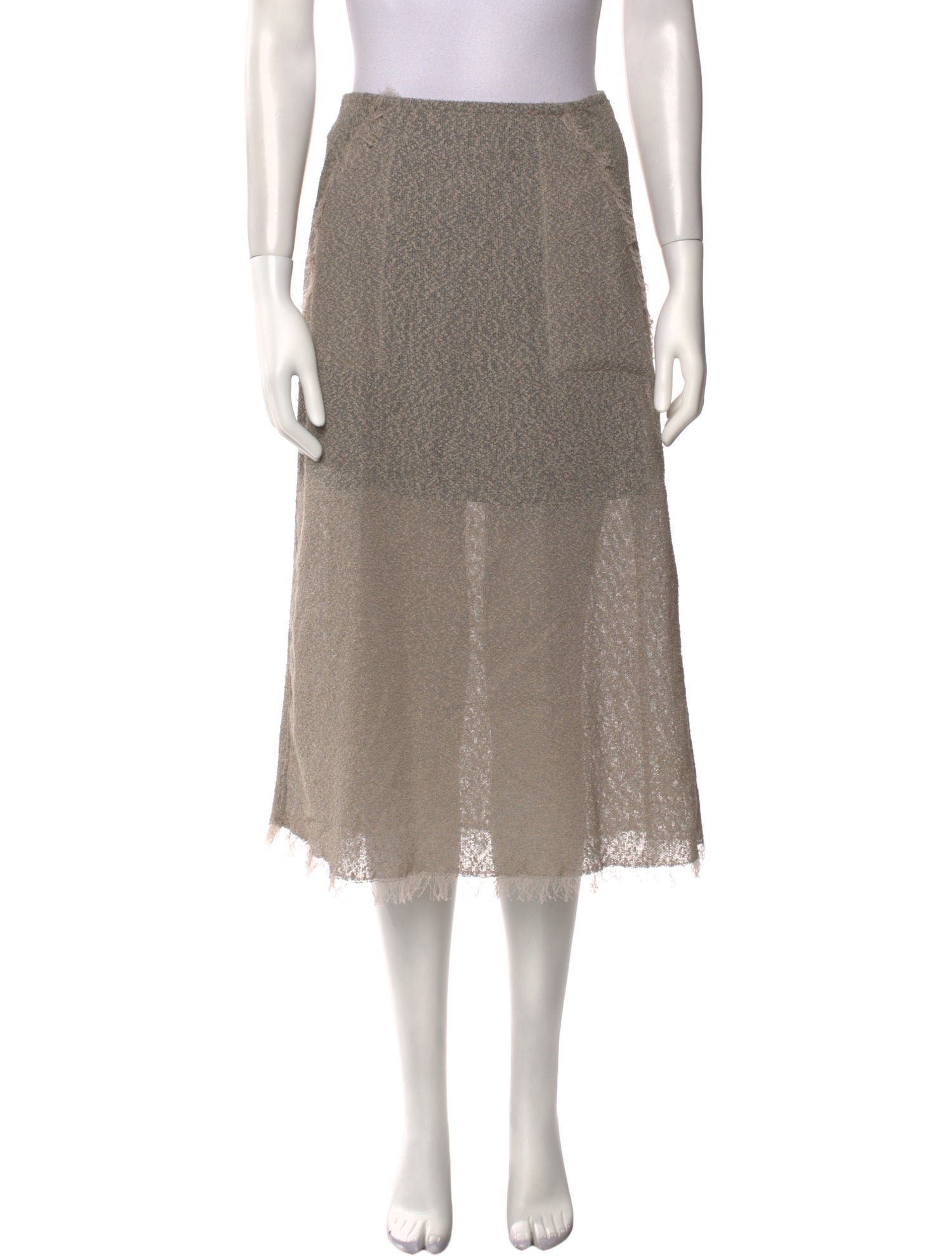 Veronique Leroy Fringe Trim Accent Midi Length Skirt w/ Tags